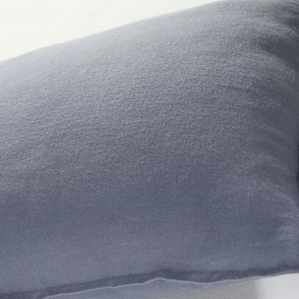 - Coussin en lin lavé bleu 45x45