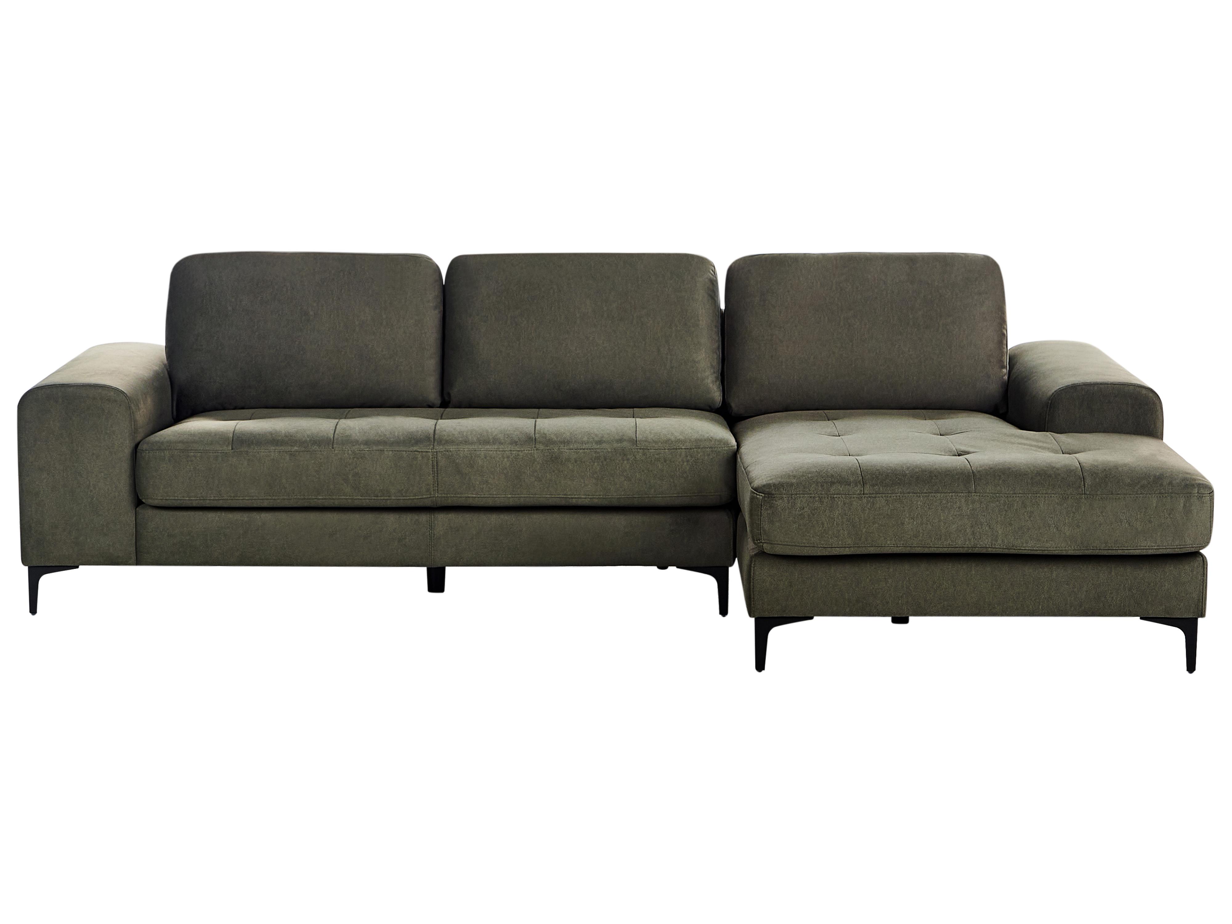 Corner Sofa 4 Seater KIRUNA Velvet Dark Green Left Hand