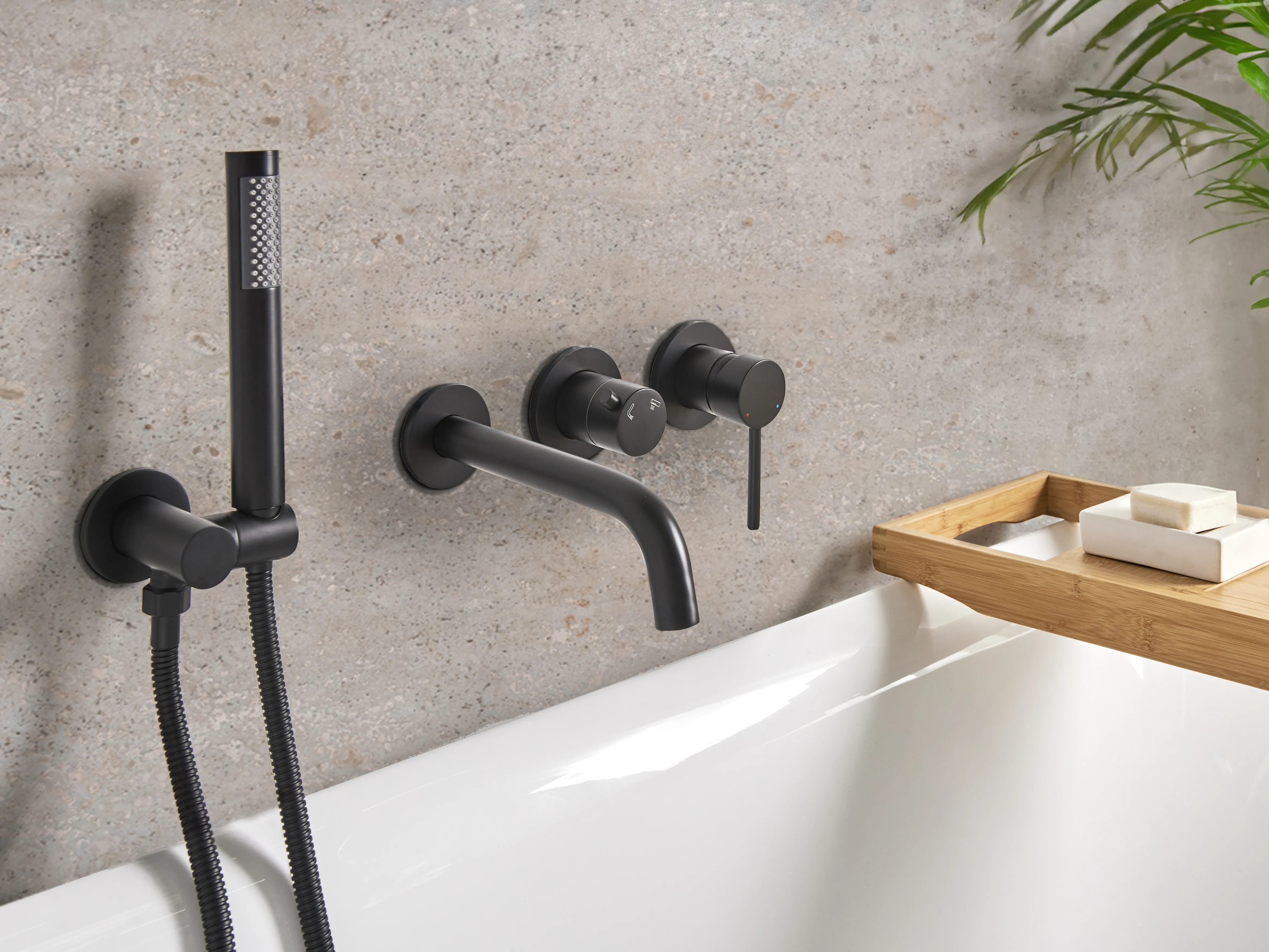 Wall Mounted Bath Shower Mixer Tap JAVIRA Black