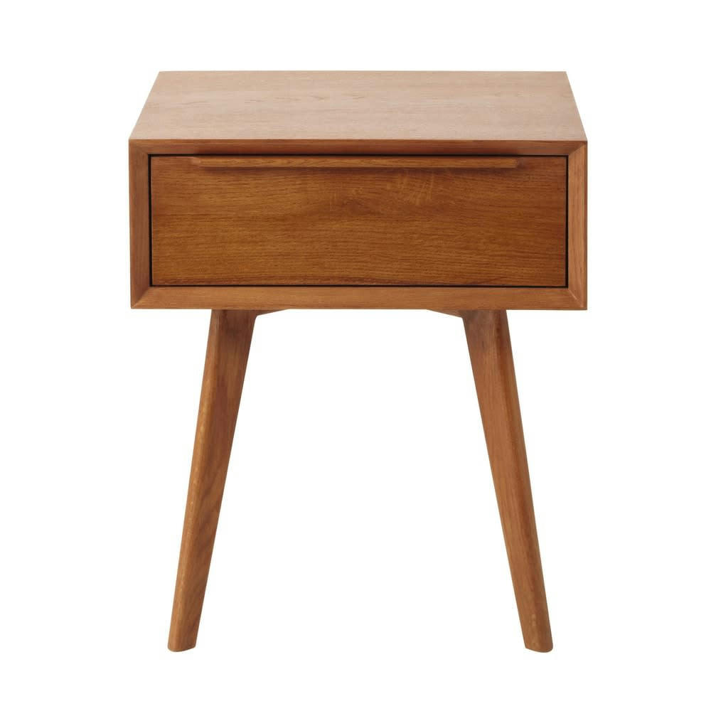 Portobello - Table de chevet vintage 1 tiroir en chêne massif