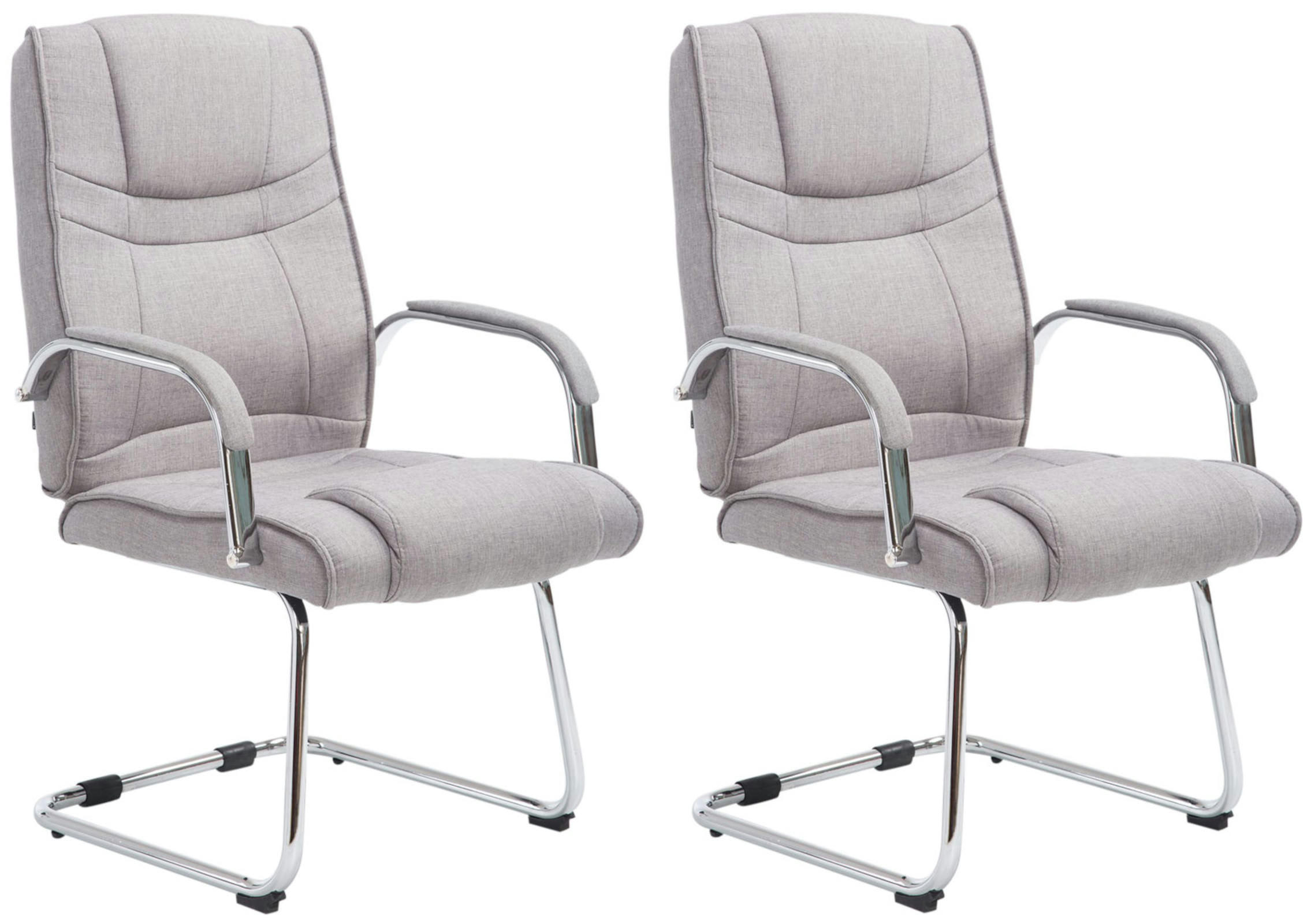 ATTILA - Lot 2 chaises cantilever pieds en métal assise en tissu Gris