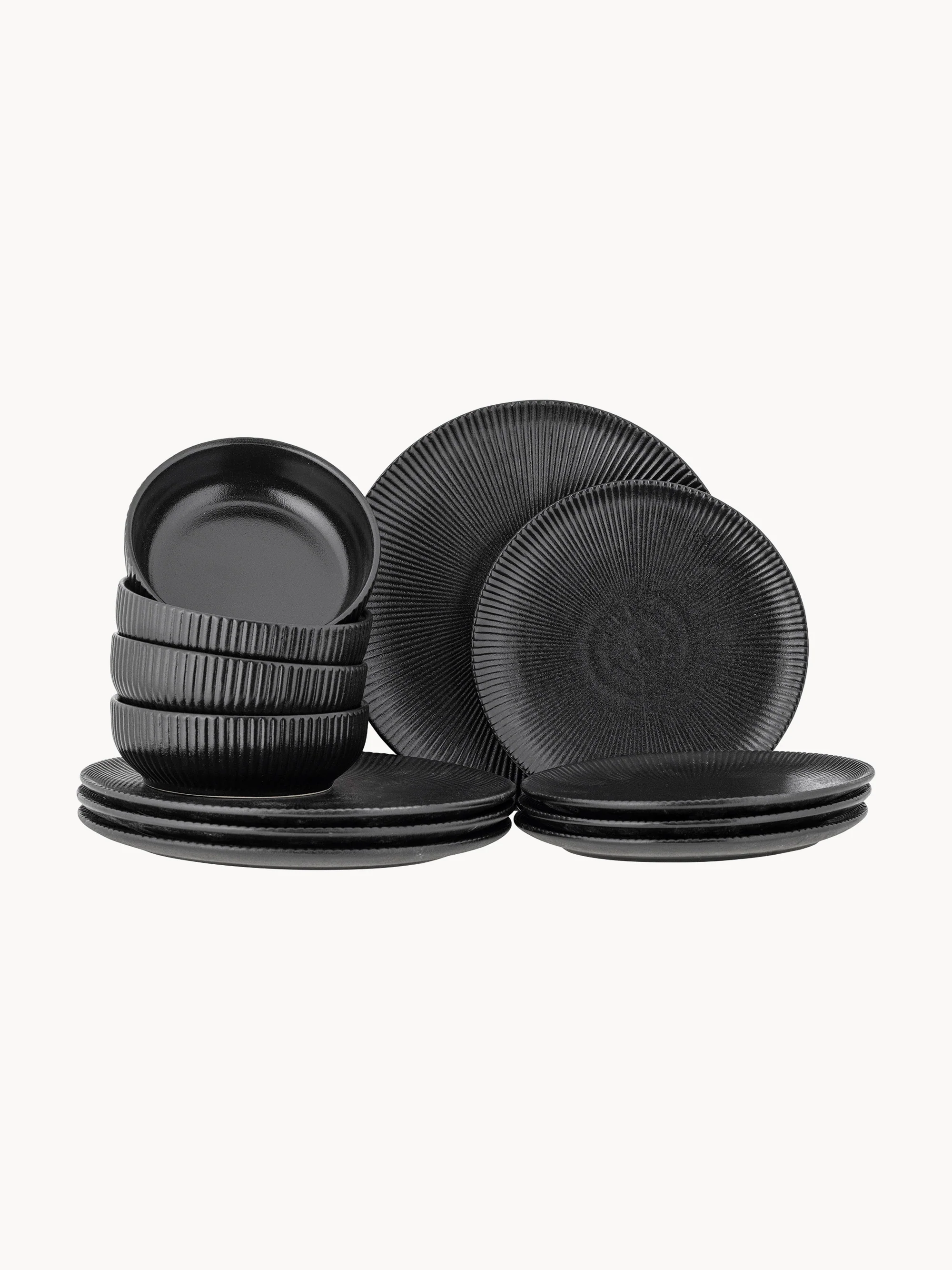 Geschirr-Set Neri, 4 Personen, 12er-Set