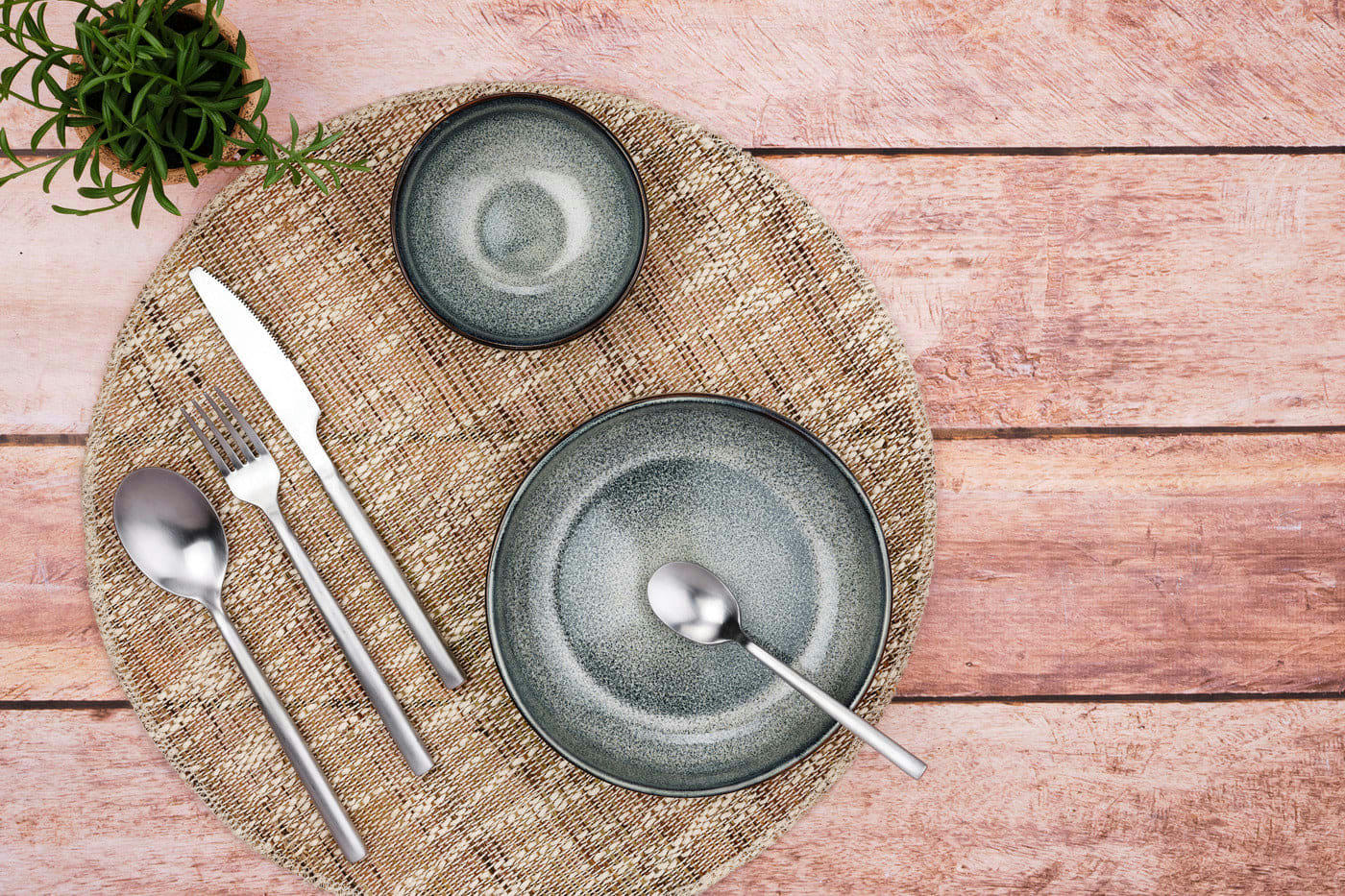 NUDE - Lot de 24 couverts de table en inox argent