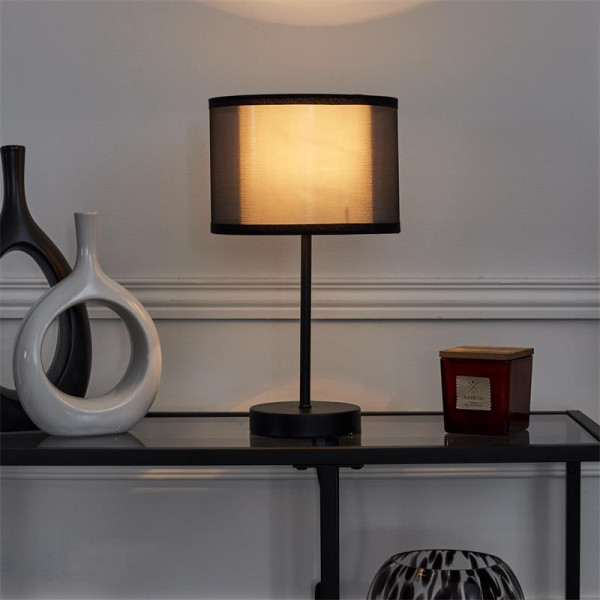 LAMPA STOŁOWA szara Z PODWÓJNYM KLOSZEM żelazo i metal