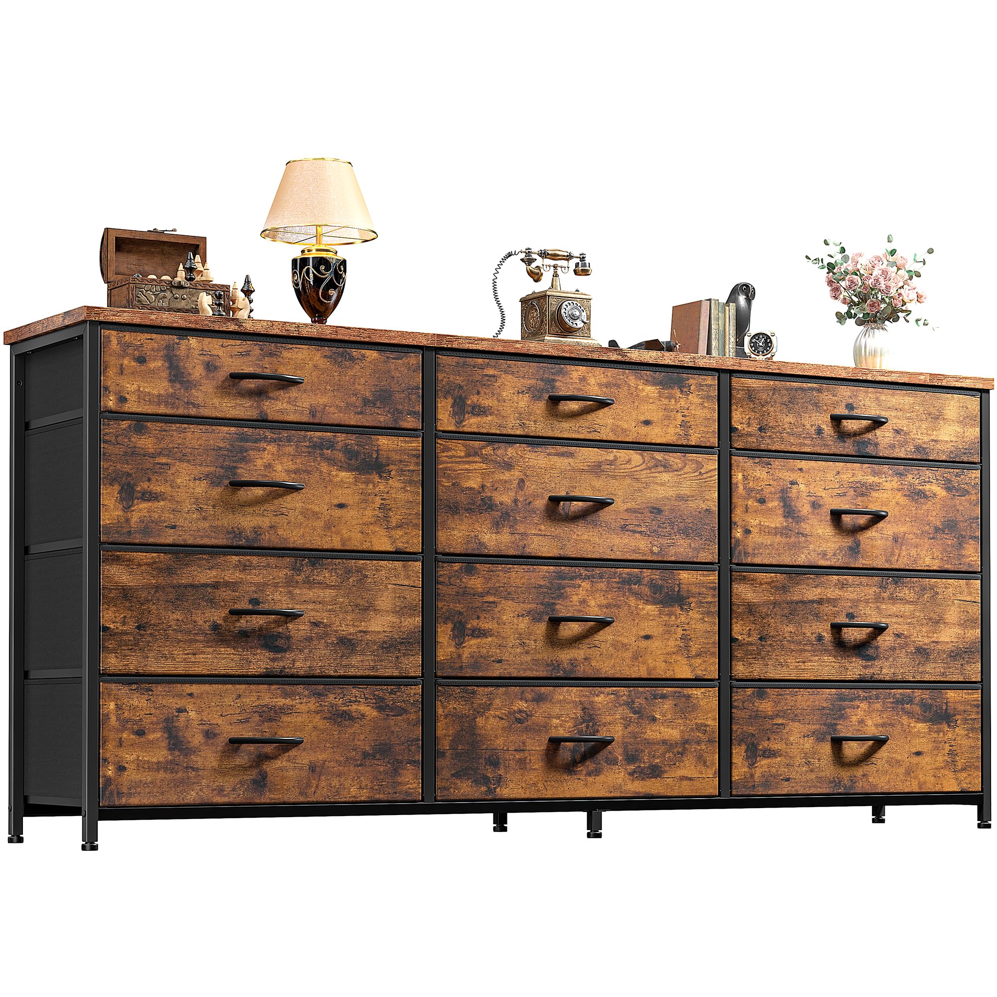 ROMORGNIZ 55 Dresser with 12 Drawers for Bedroom & TV
