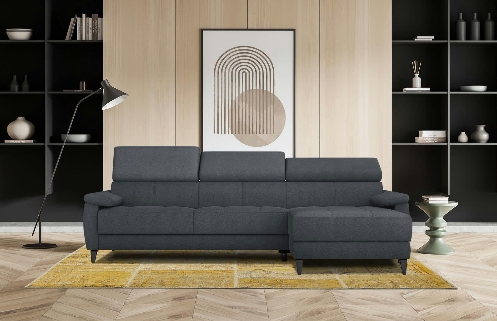 TAUNUS - Canapé d'angle droit 4 places graphite