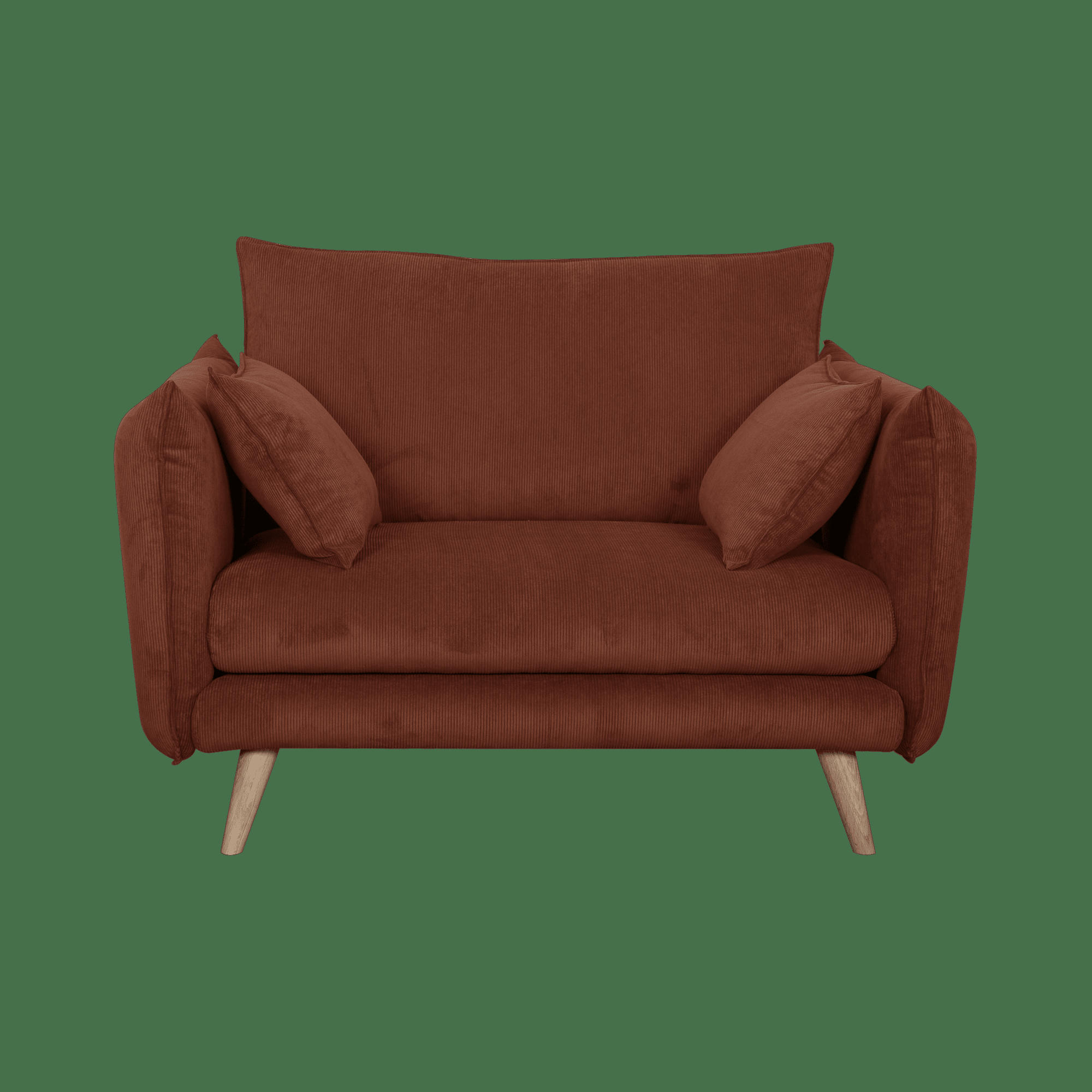 ORION - Fauteuil XXL tissu velours 1 place Acajou