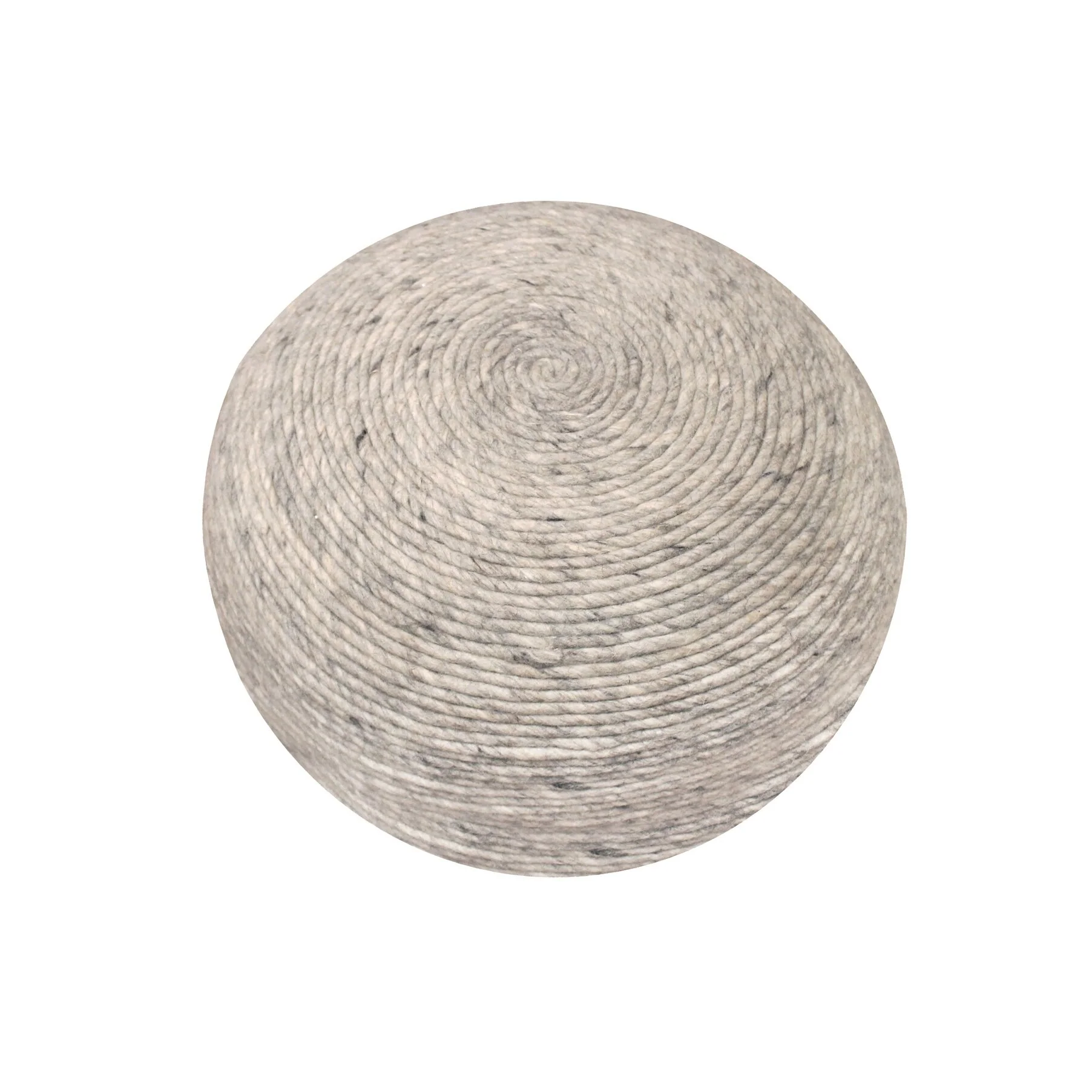 20 Gray Wool Round Ribbed Pouf Ottoman