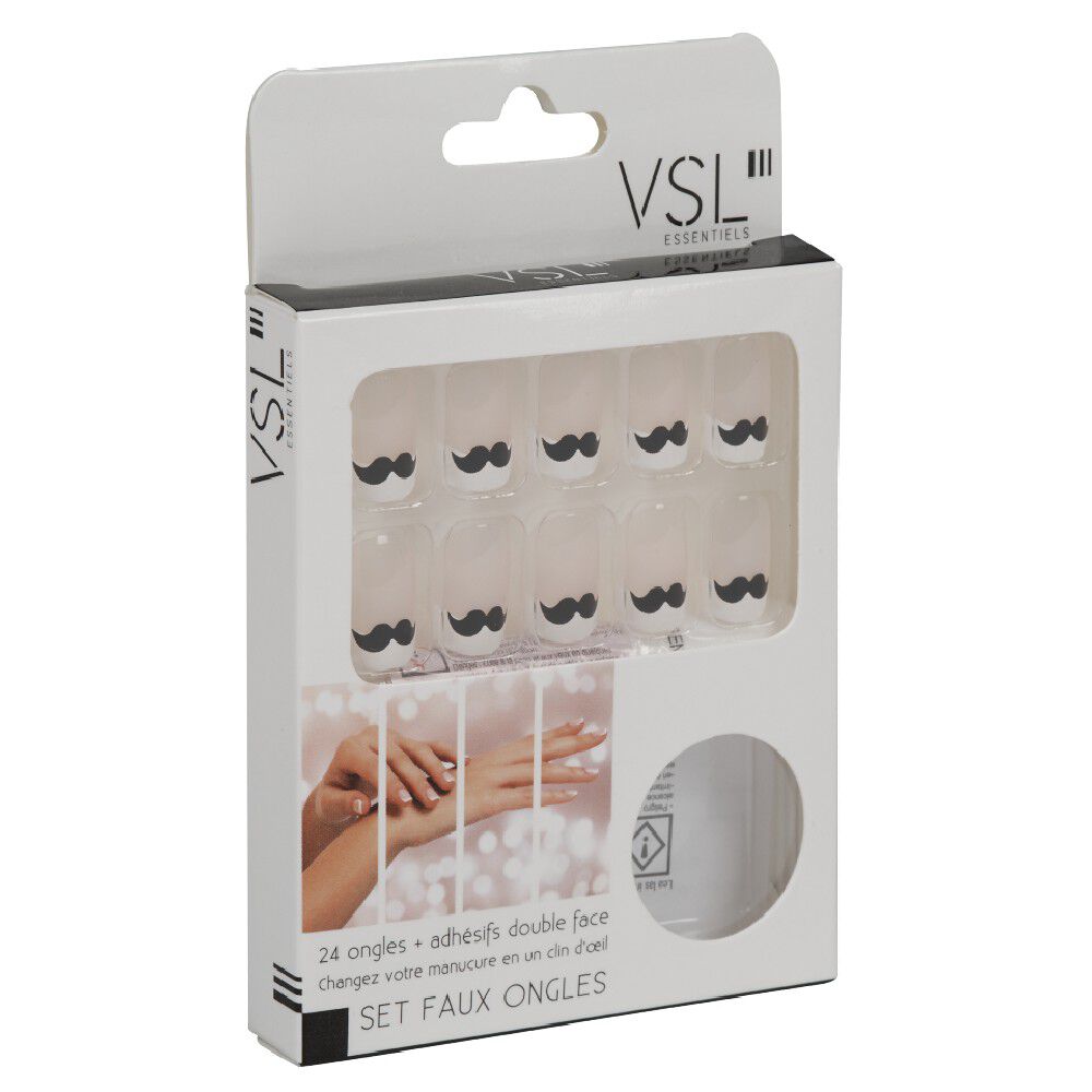 Faux ongle moustache x24
