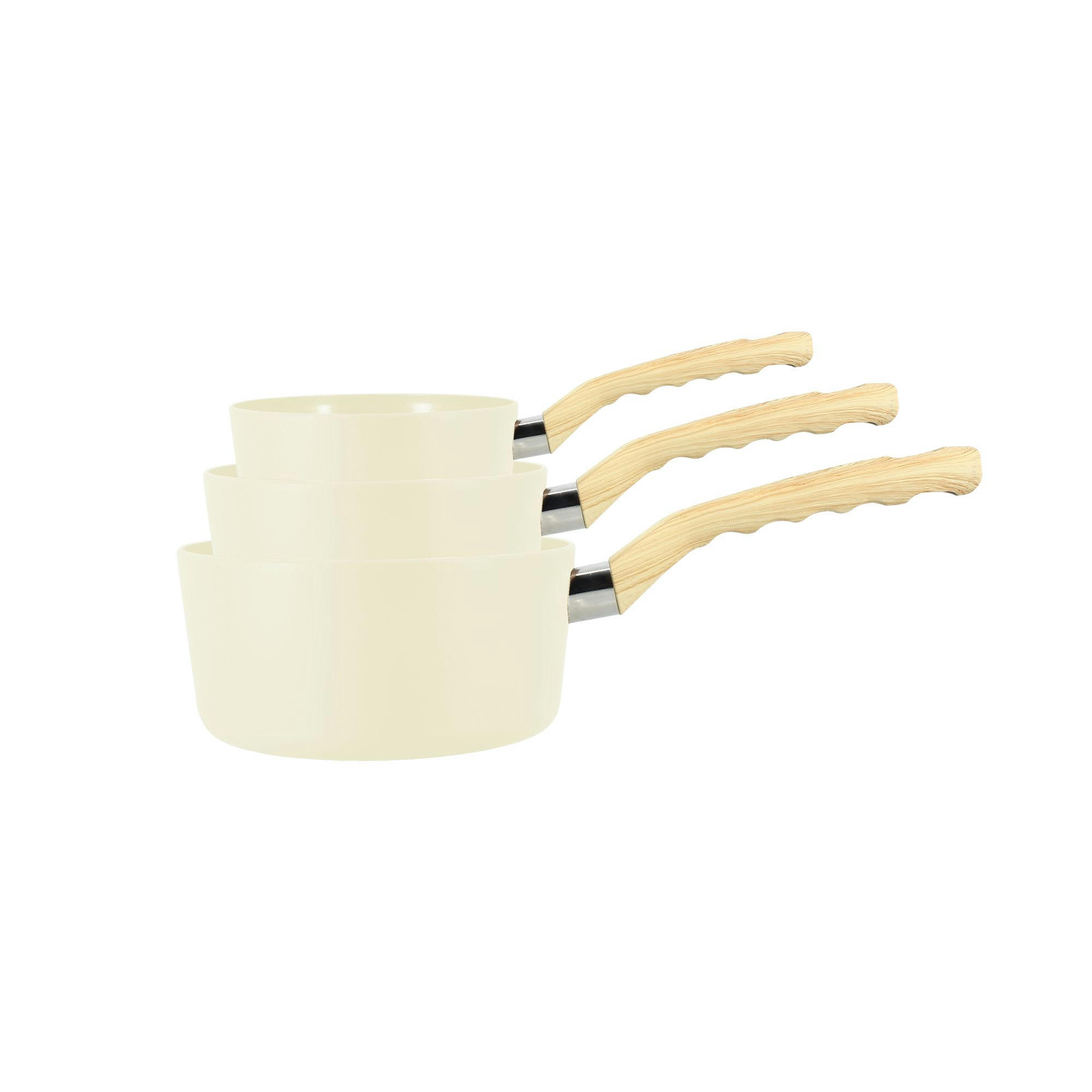 CREME - Set de 3 casseroles en aluminium crème - compatible induction