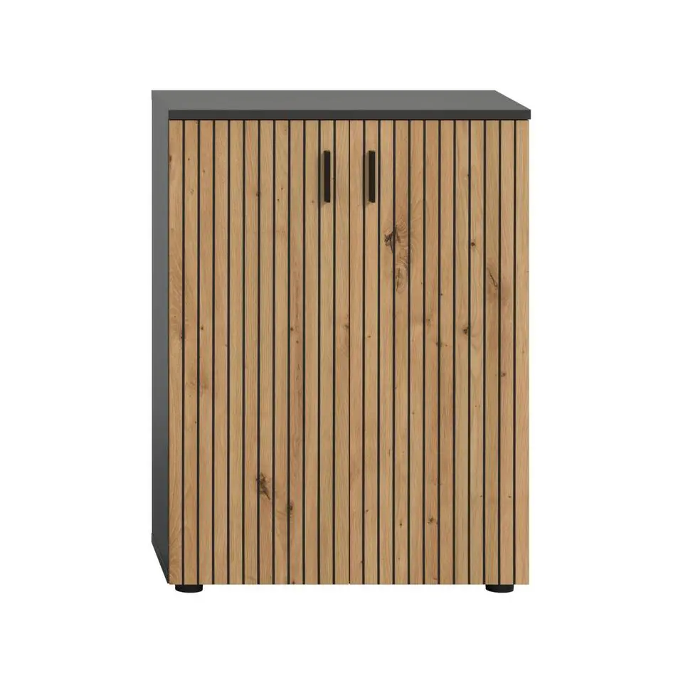 Hioshop Mone badkamerkast 2 deuren eiken decor- donkergrijs