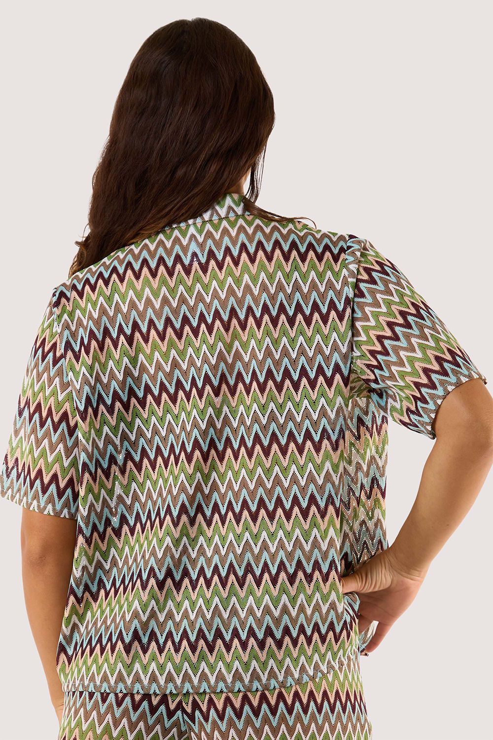 Wolf & Whistle Kalahari Khaki Zig Zag Crochet Beach 'Shirt'