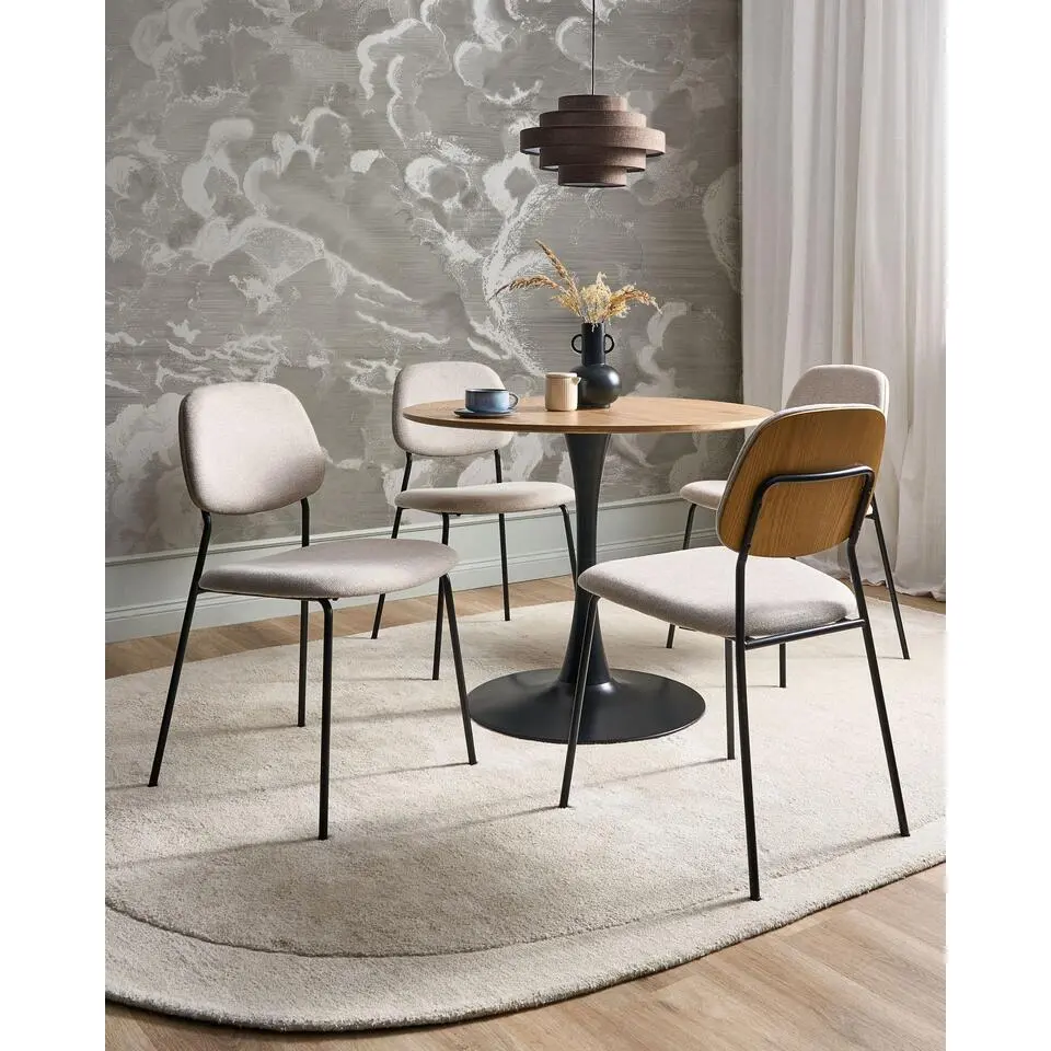 RILEY - Set van 4 eetkamerstoelen - Lichtbeige - Polyester