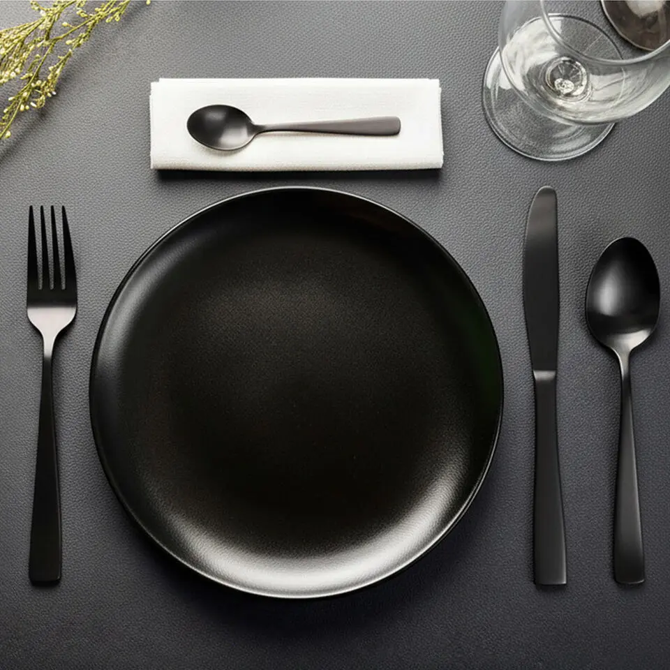 Excellent Houseware tafel bestek - 16x delig - mat zwart - rvs