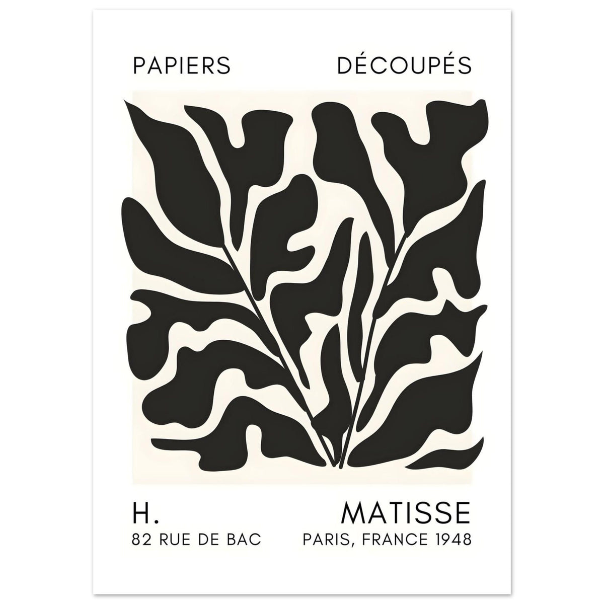 Artfulprints Poster Matisse – Seabed shapes black  - 50x70 cm - Zwart