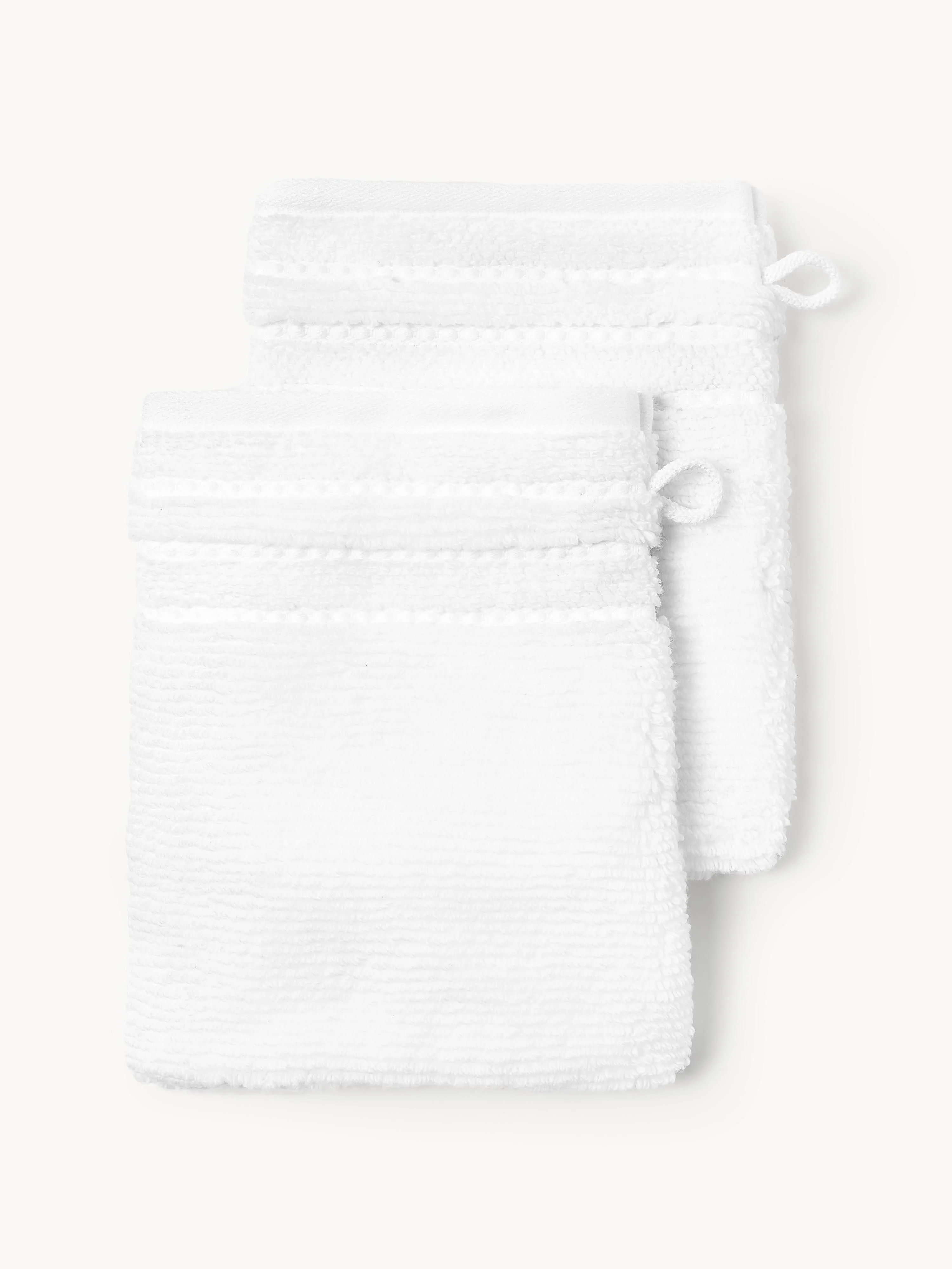 Waschhandschuhe Luxe mit Streifenbordüre, 2er-Set