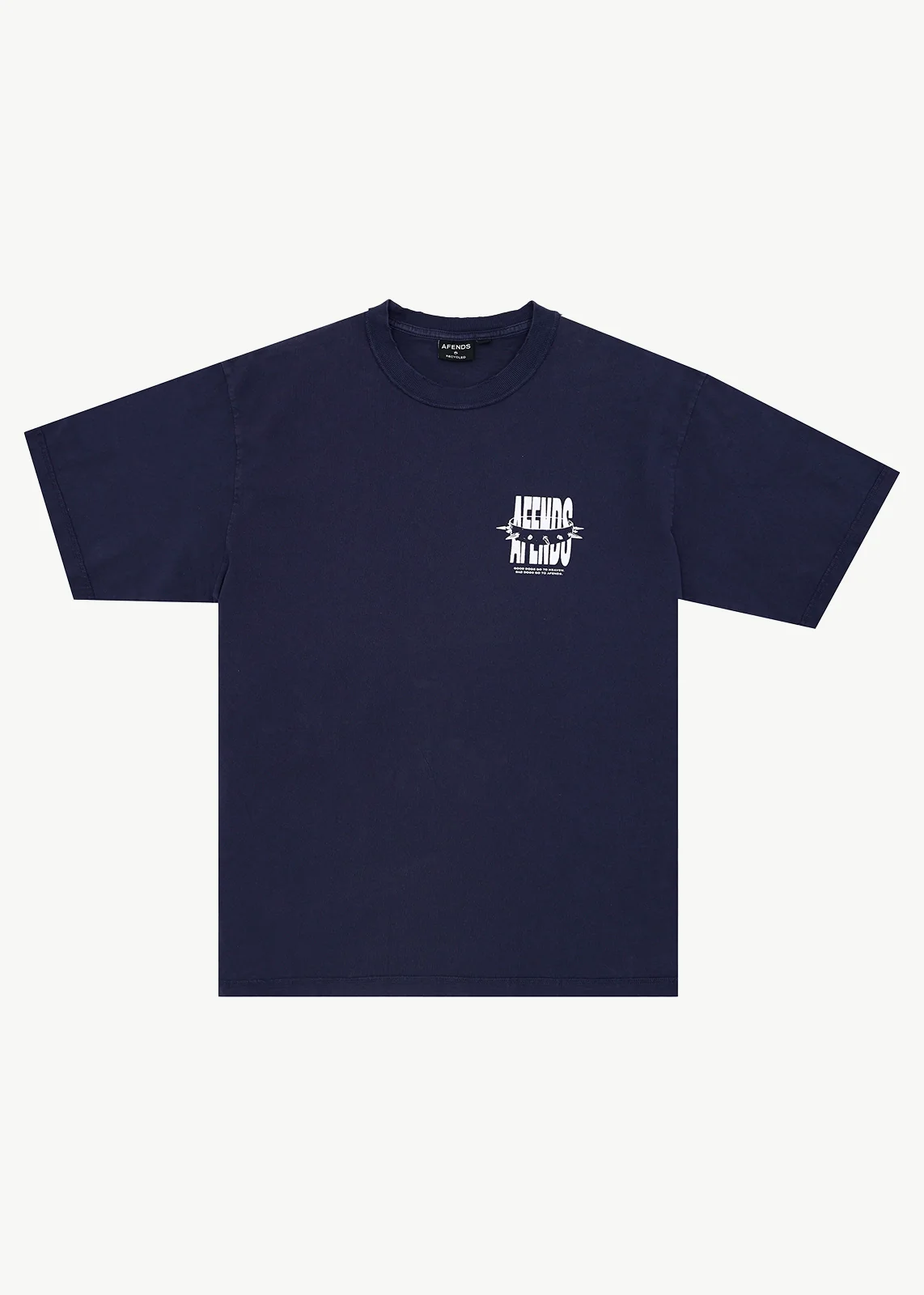 AFENDS Mens Bad Dog - Heavyweight Boxy Tee - Washed Deep Sea