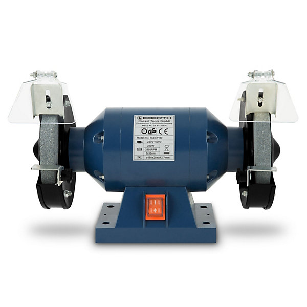 EBERTH Touret à Meuler Double Ponceuse électrique 250W Meule Grossière A36 Meule Fine A60 de 150mm de Diamètre 2x Pare-étincelles