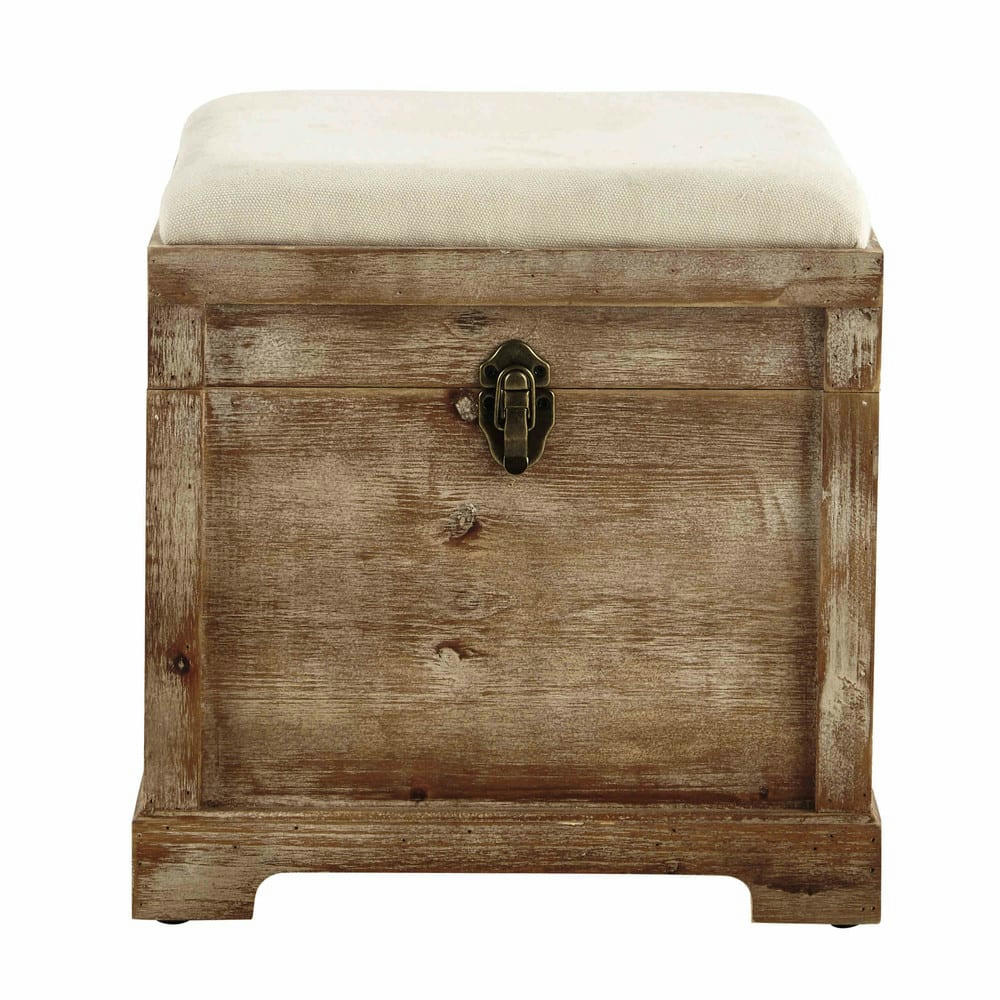 Cascabelle - Pouf coffre de rangement en sapin