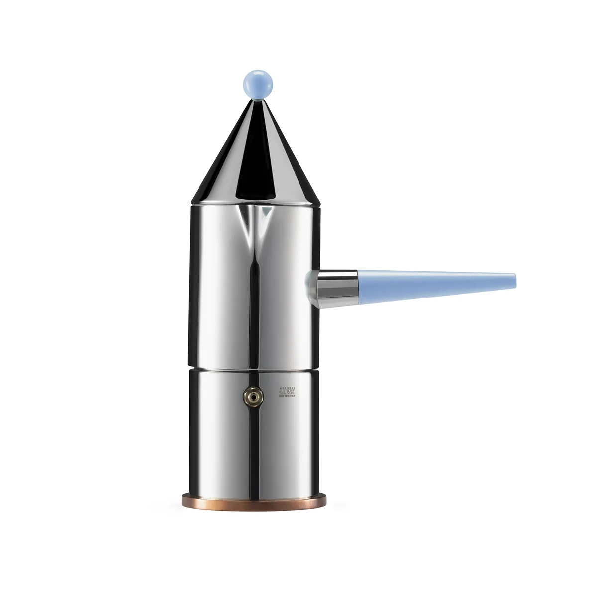 Alessi - La conica manico lungo Espressokocher 15 cl, Edelstahl / hellblau