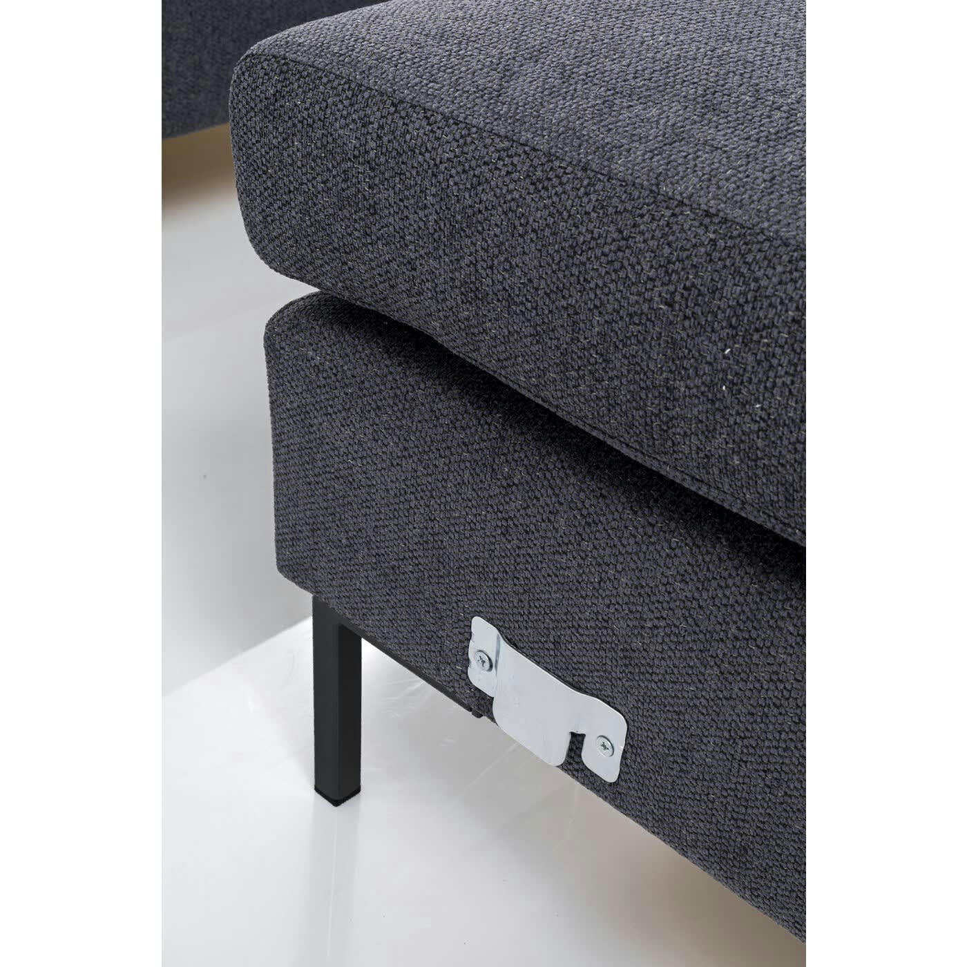 GIANNA - Canapé d'angle droit 4 places en tissu gris foncé
