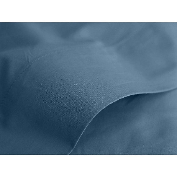 Drap plat percale pur coton peigné longues fibres 80 fils/cm² Vent du sud - Marine - 180 x 290 cm pour lit 1 place
