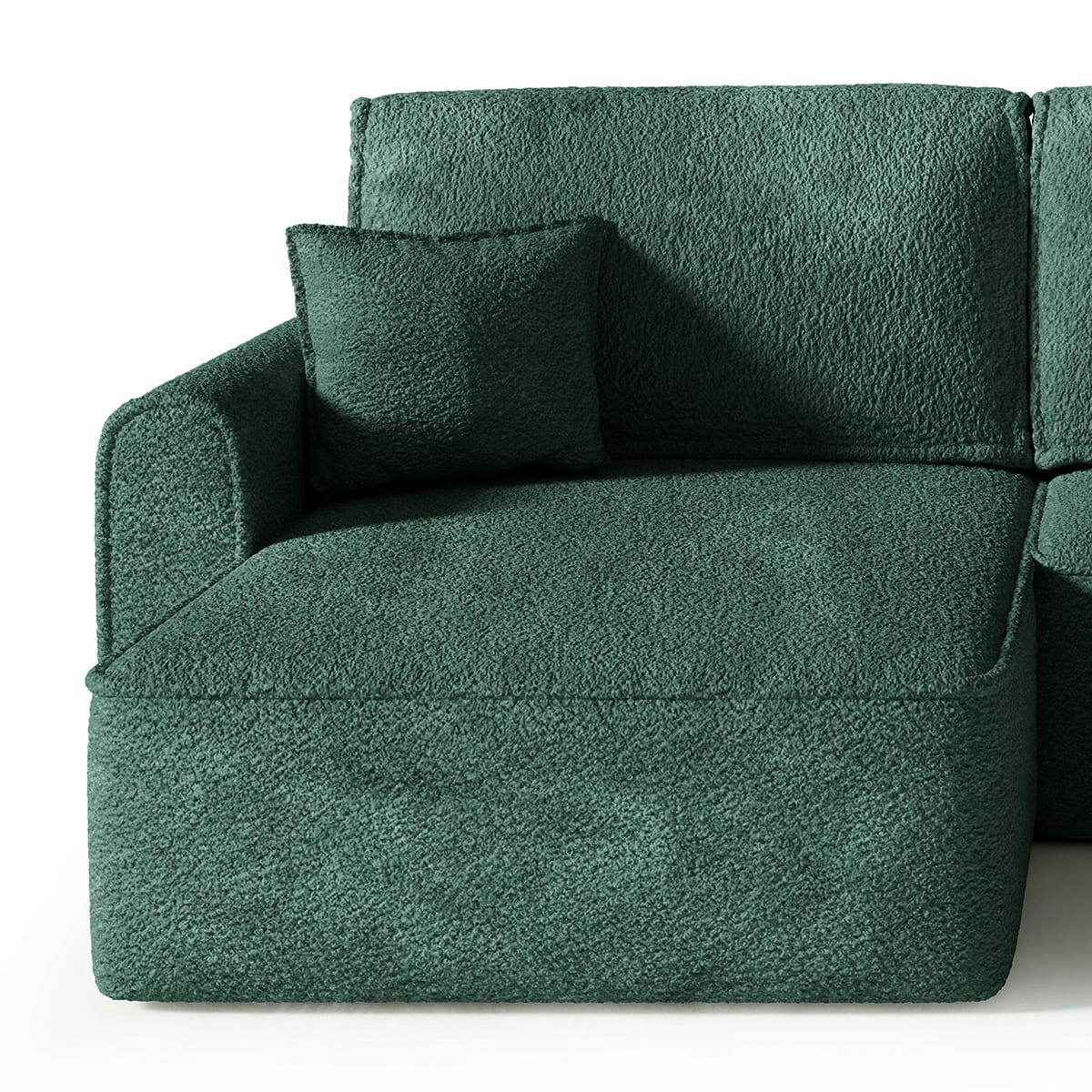 - Canapé panoramique 5 places convertible coffre bouclé vert