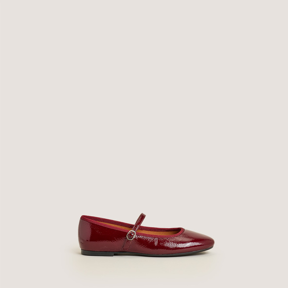 Ballerines à bridesen vernis plissé bordeaux | DOUCEUR