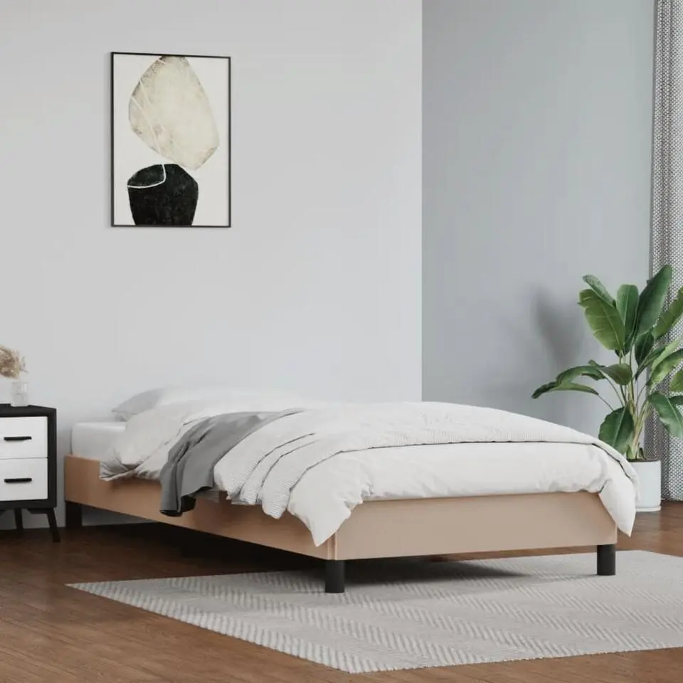 vidaXL - Eenpersoonsbed frame - Cappuccinokleurig - Kunstleer - 90x190 cm