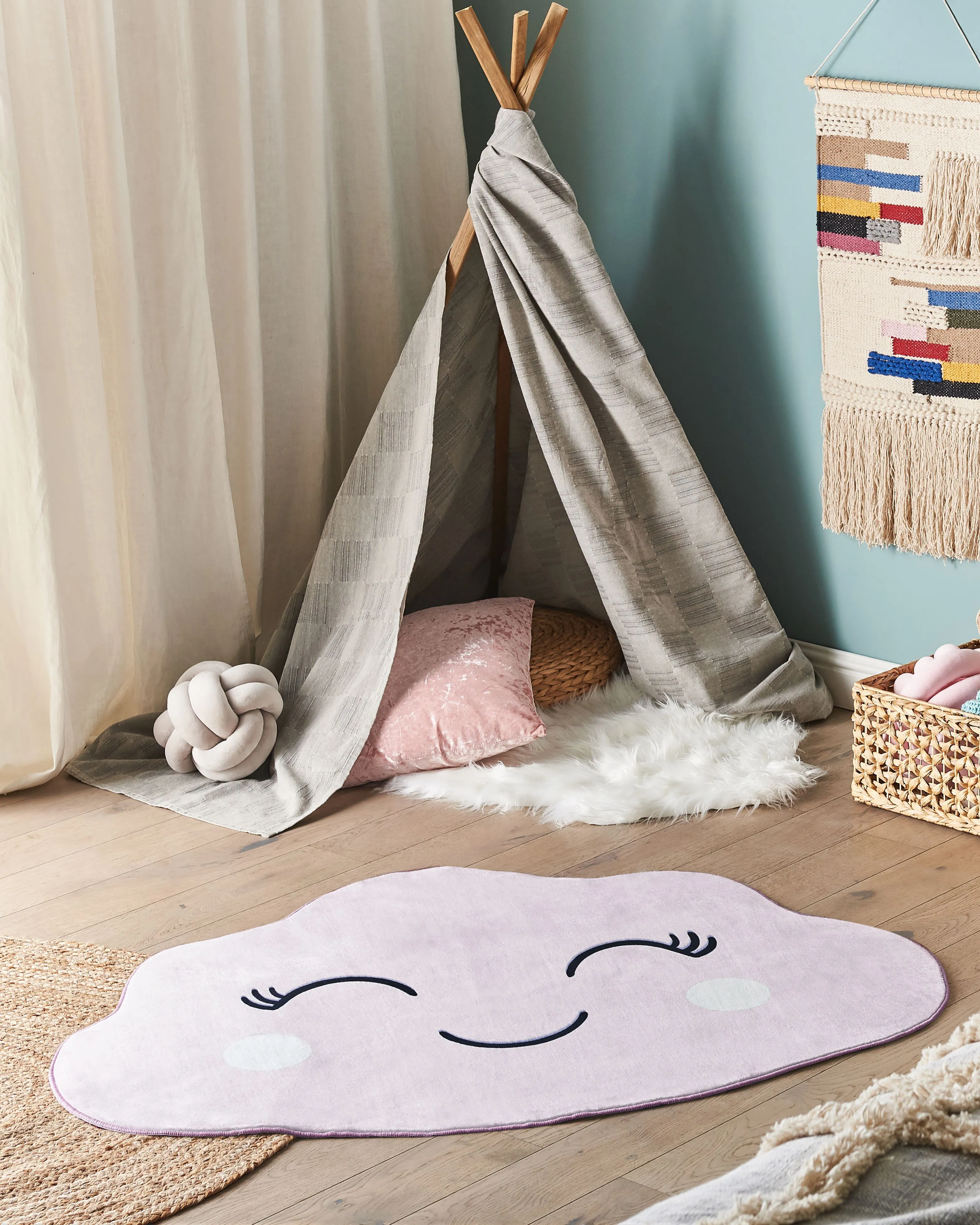 Kids Rug CUMULUS Pastel Pink 90 x 120 cm