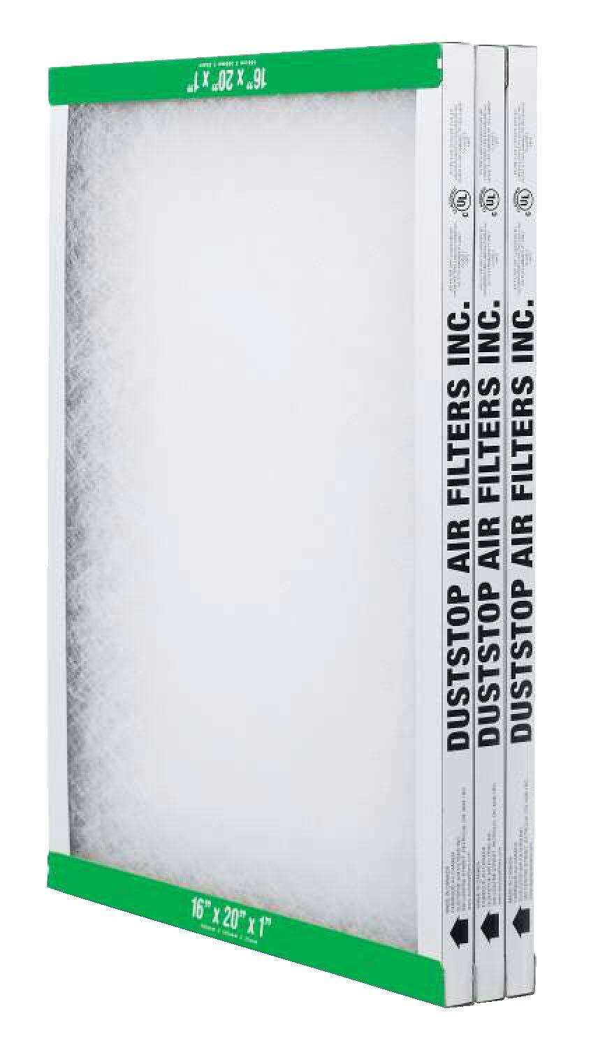 Duststop Furnace Fiberglass Air Filters, 16 x 20 x 1-in, 3-pk