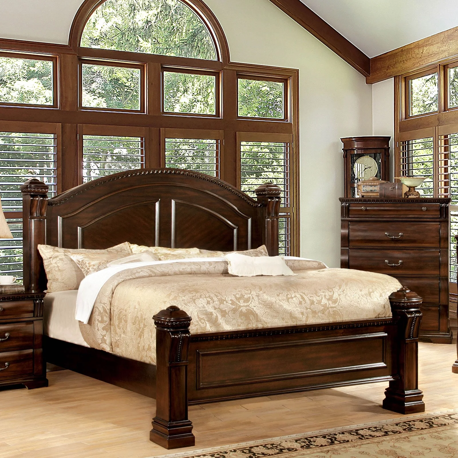 Wooden Bed in Cherry Finish