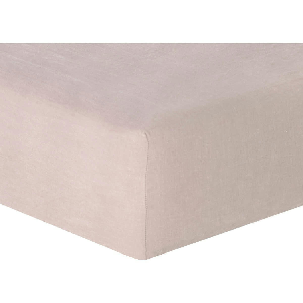 HORTENSE - Drap housse lin lavé  180x200x40 vieux rose