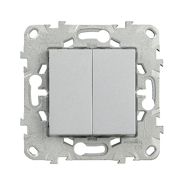 Interrupteur double va-et-vient connexion rapide 10A Schneider Electric Unica Déco aluminium