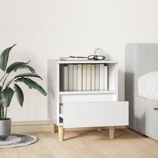 NNEVL Bedside Cabinet High Gloss White 40x35x50 cm