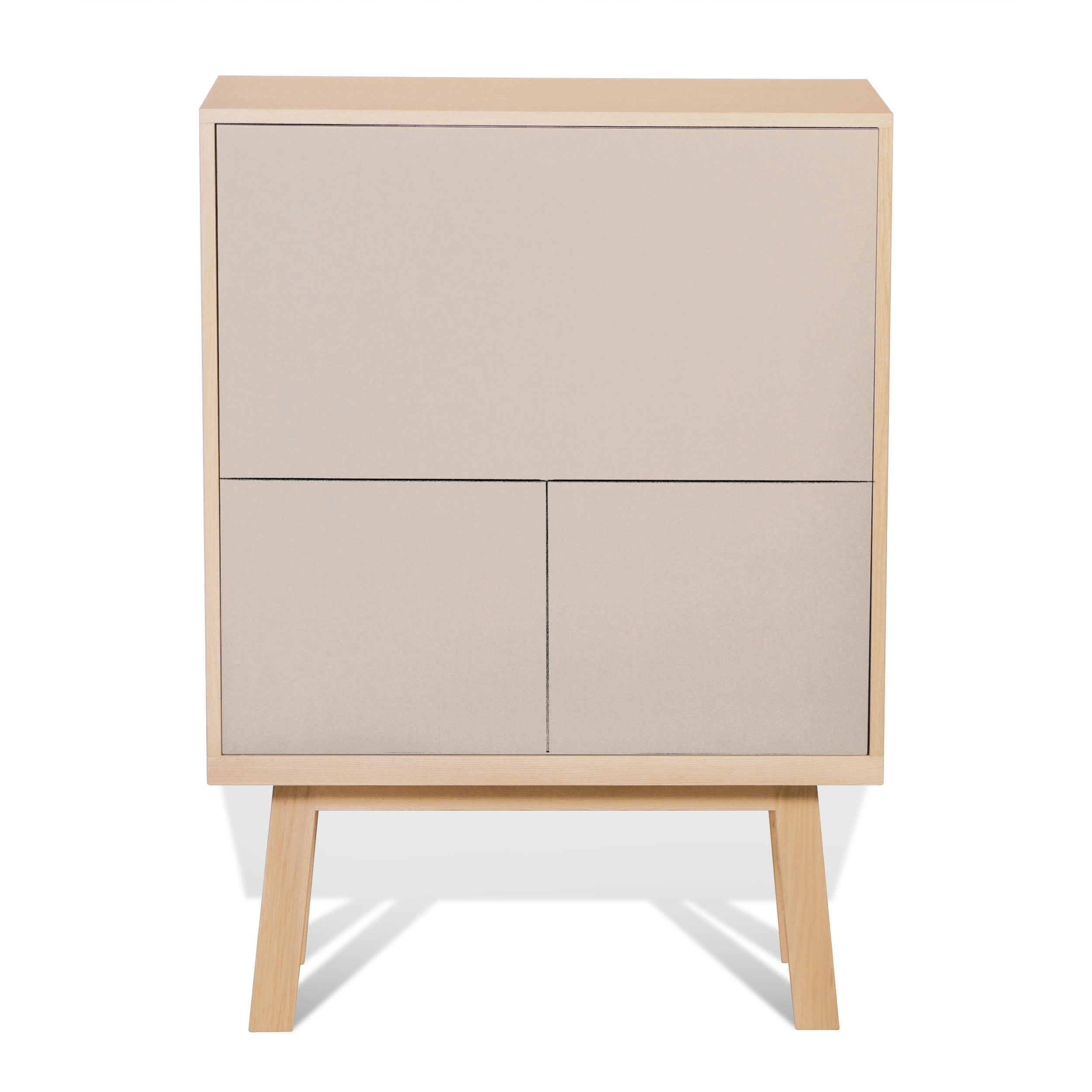 KUBE - Bureau secrétaire avec rangement de 90 cm de large, en frêne