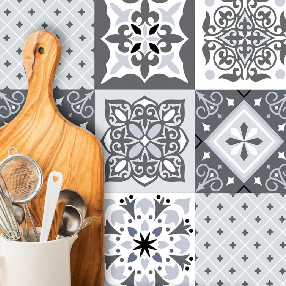 CARREAUX - 6 stickers à carreaux de ciment 15x15cm