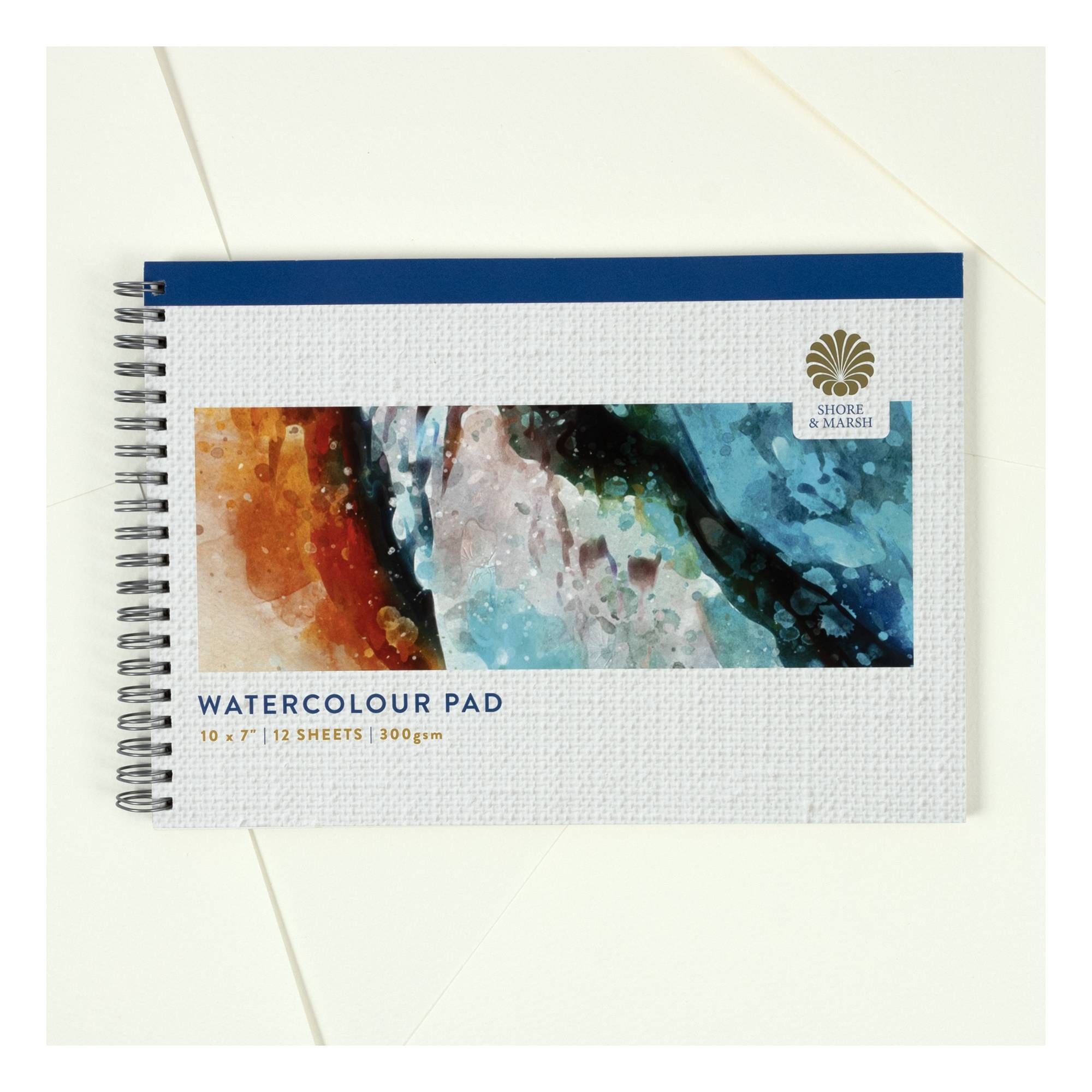 Shore & Marsh Cold Pressed Watercolour Spiral Pad 10 x 7 Inches 12 Sheets