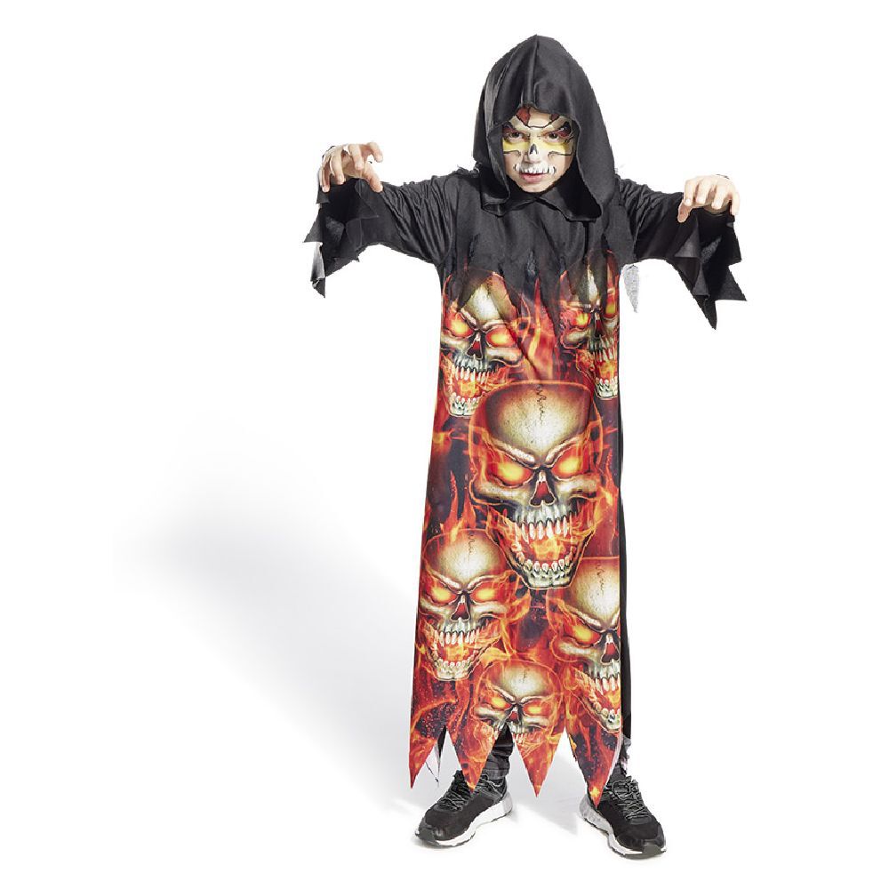 Déguisement enfant Halloween tunique crâne flamme 4/6ans