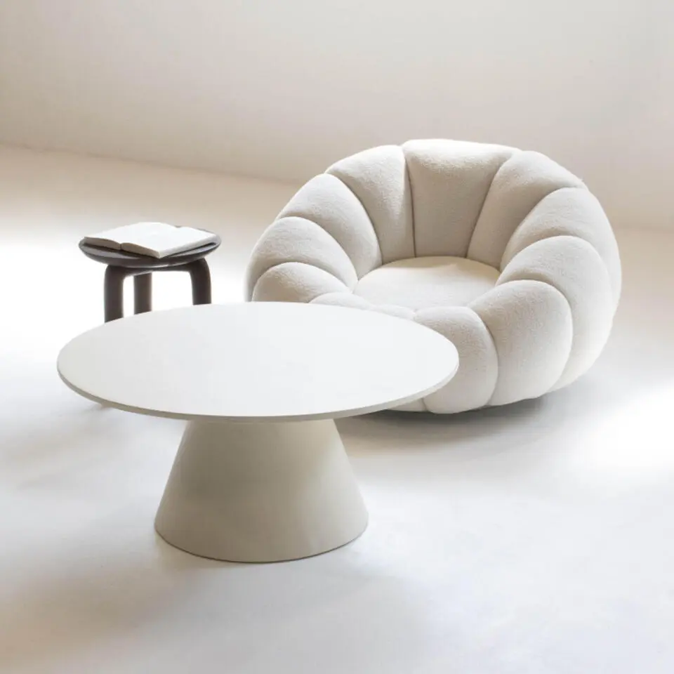 Salontafel Rond &Oslash;60cm - Betonlook - Beige - Sep