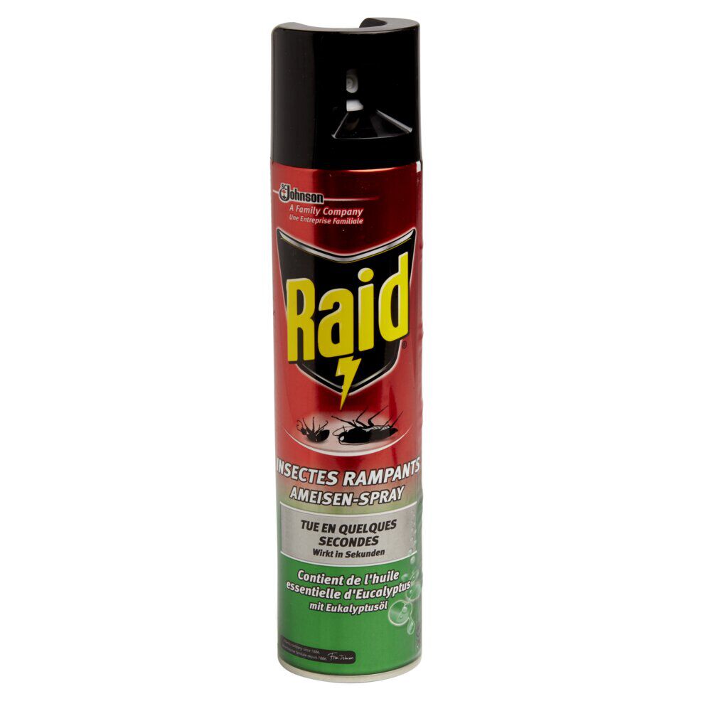 Bombe aérosol antirampant Raid fourmi araignée cafard eucalyptus 400ml