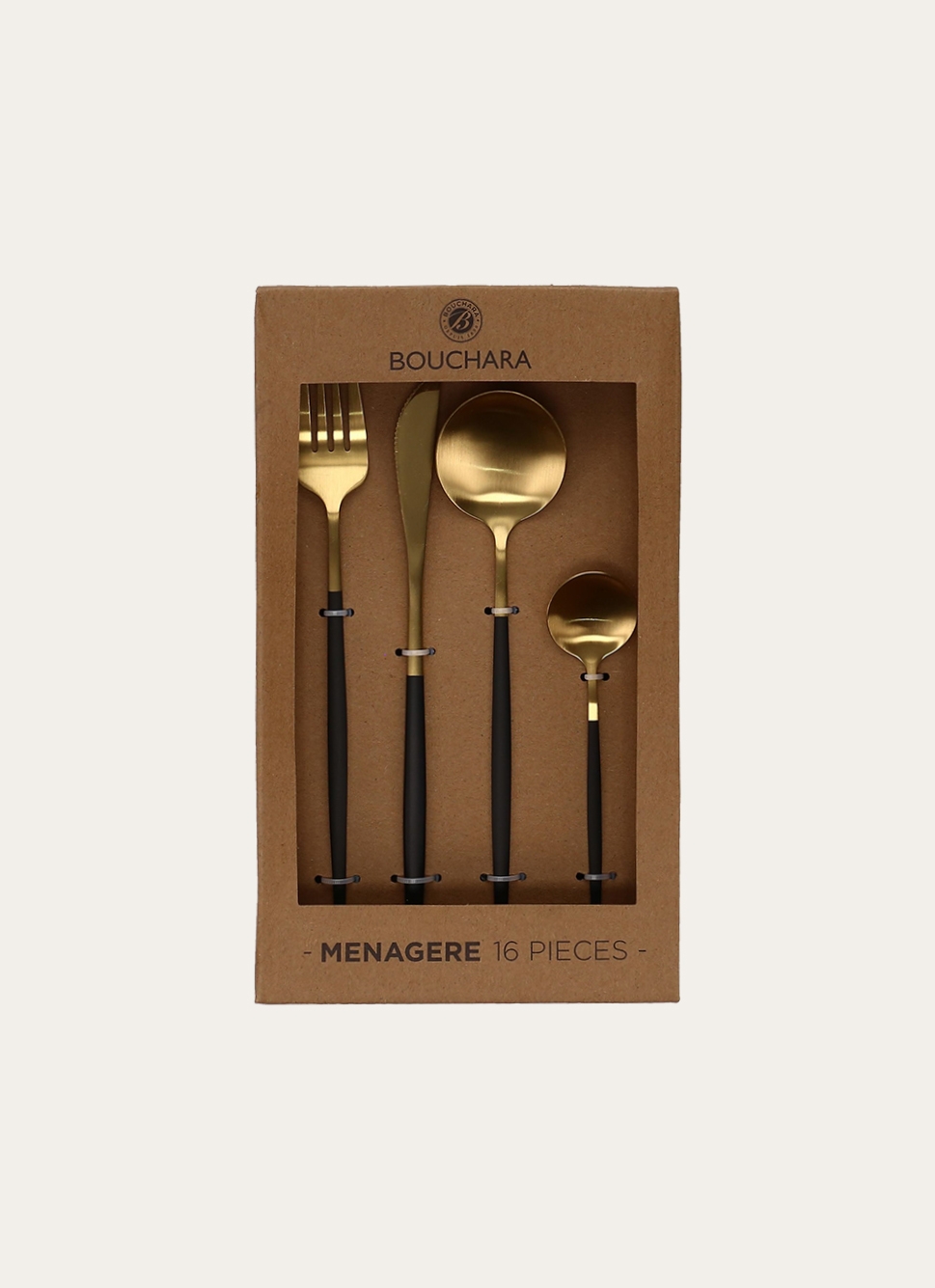 MÉNAGÈRE 16 COUVERTS SOVI NOIR DORÉ