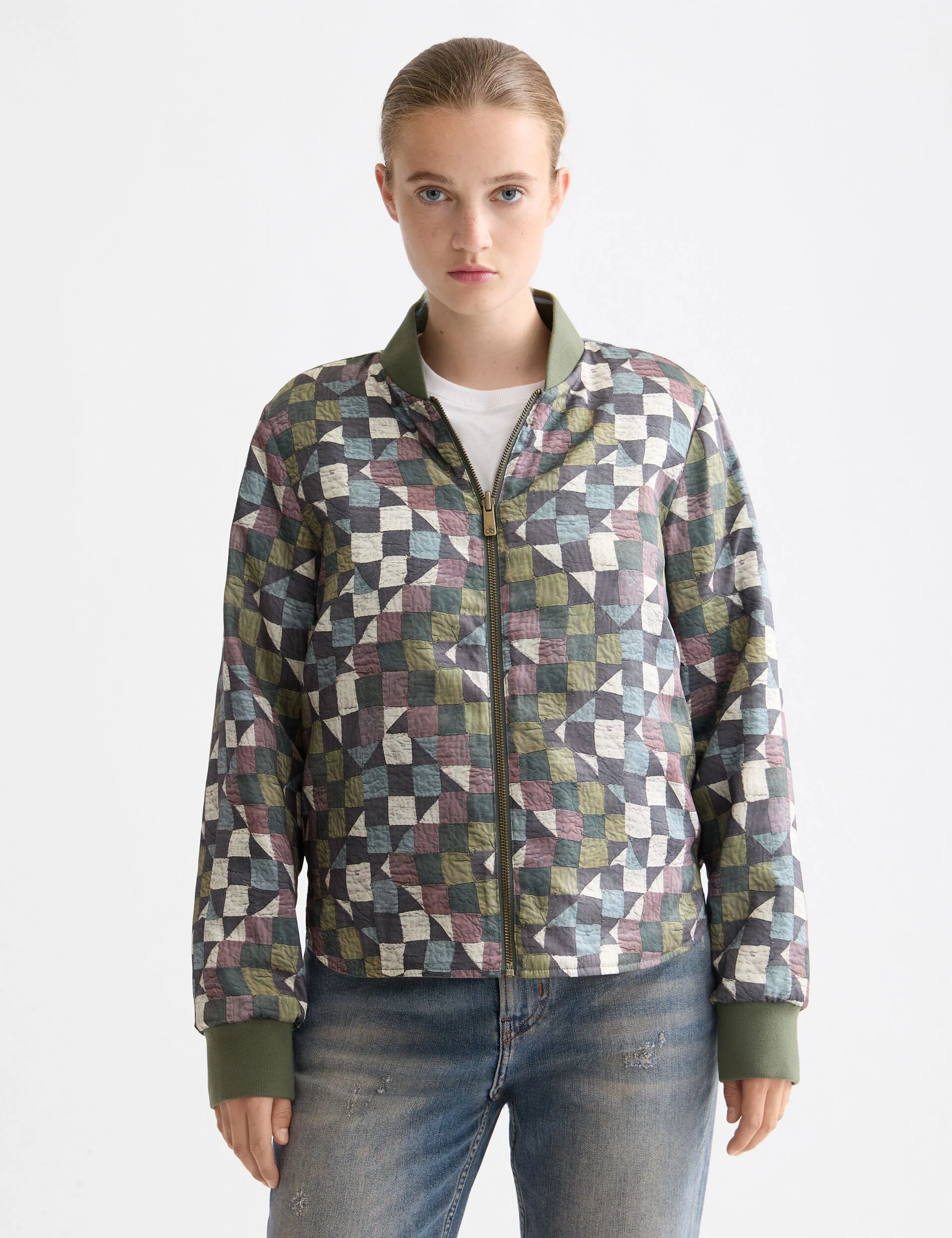 Reversible quilted bomber
