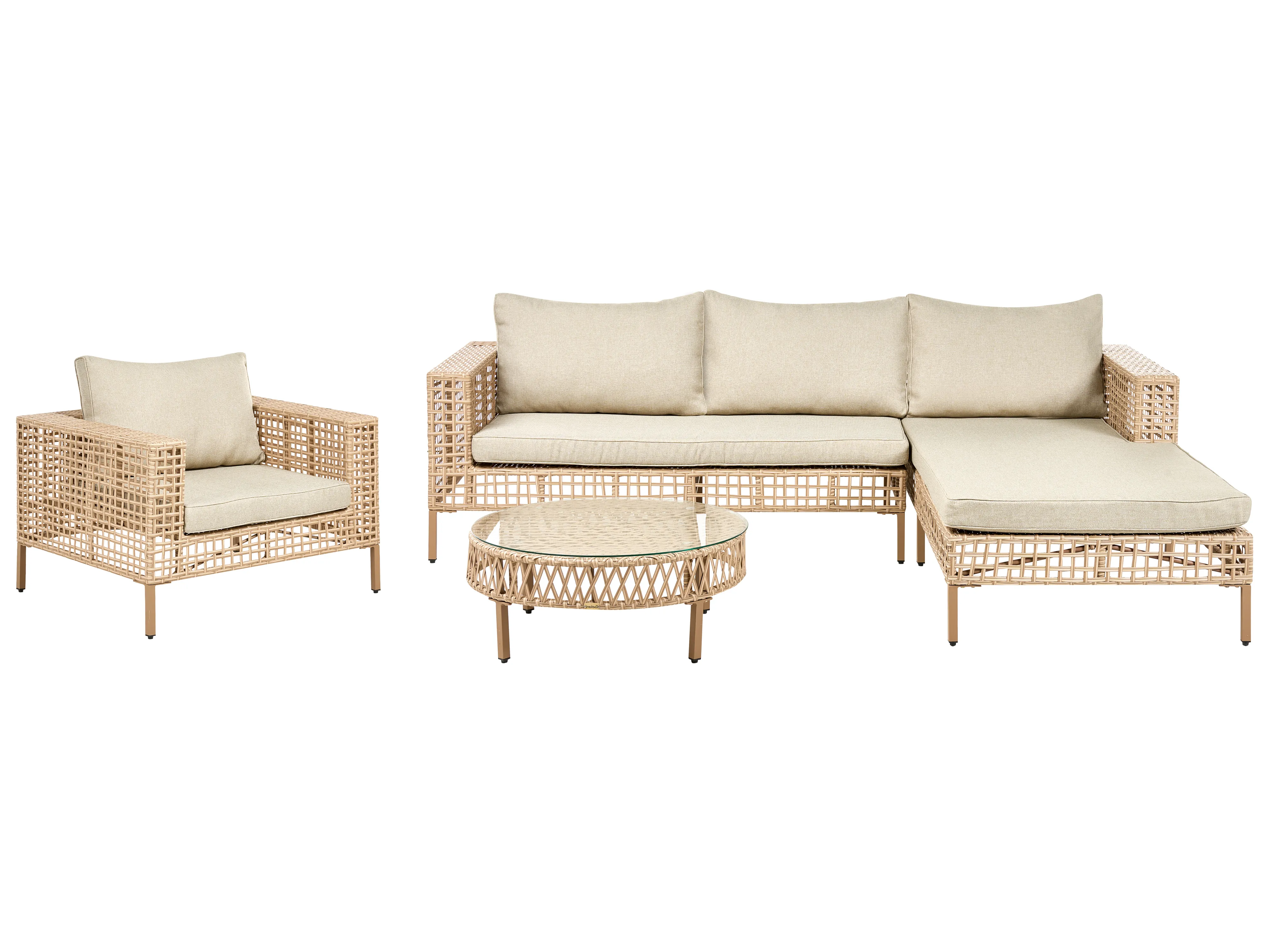 Garden Lounge Set with Table 4 Seater CALASETTA Left Hand PE Rattan Beige