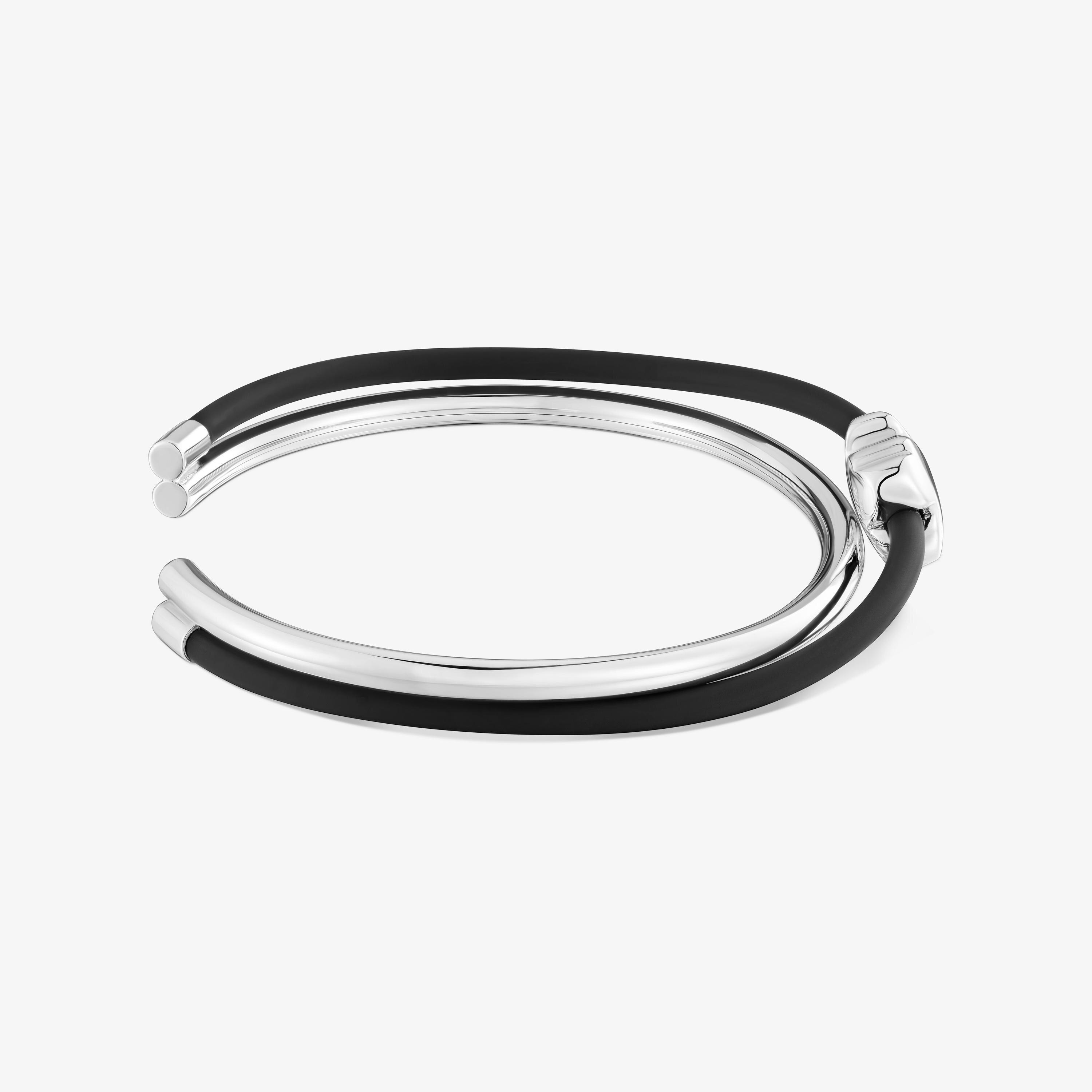 Pulsera esclava oso de plata y caucho Bold Motif