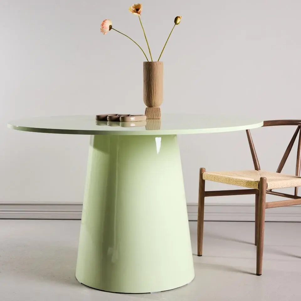 Eettafel Rond Glanzend Lichtgroen - 120x120x75cm - Lanzo