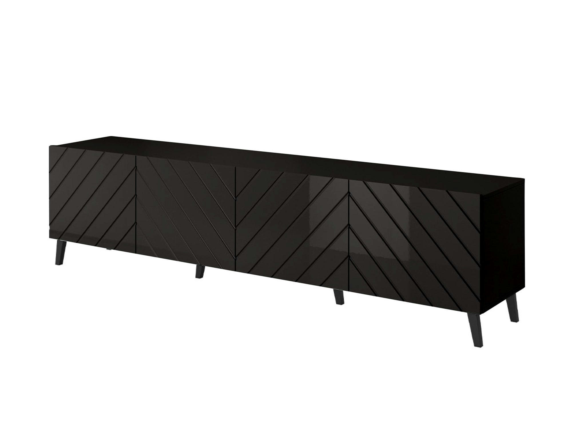 CHLOE - Meuble TV style contemporain 200 cm noir