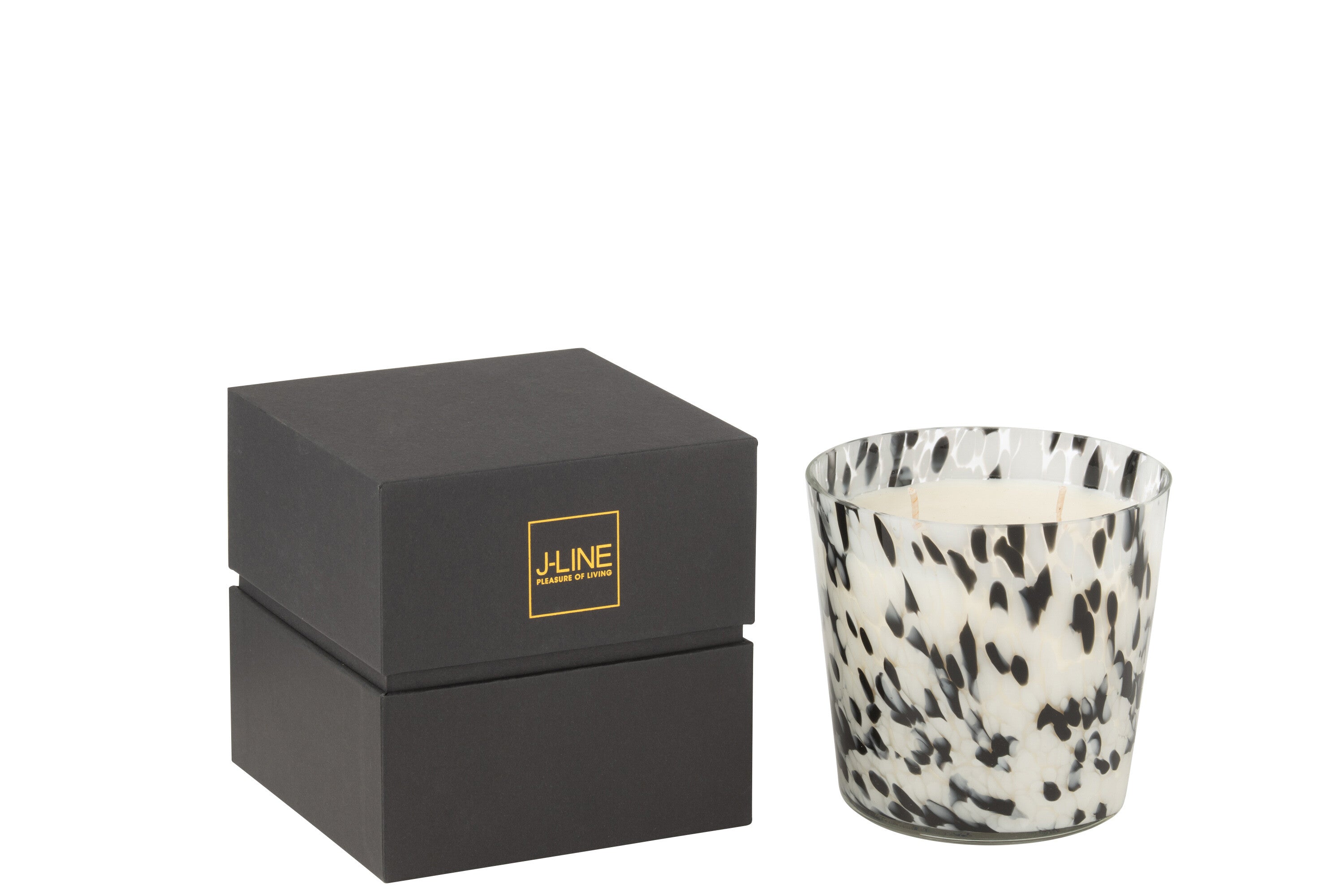 J-Line geurkaars Noa - Stone & Rock - glas - zwart/wit - small - 50U