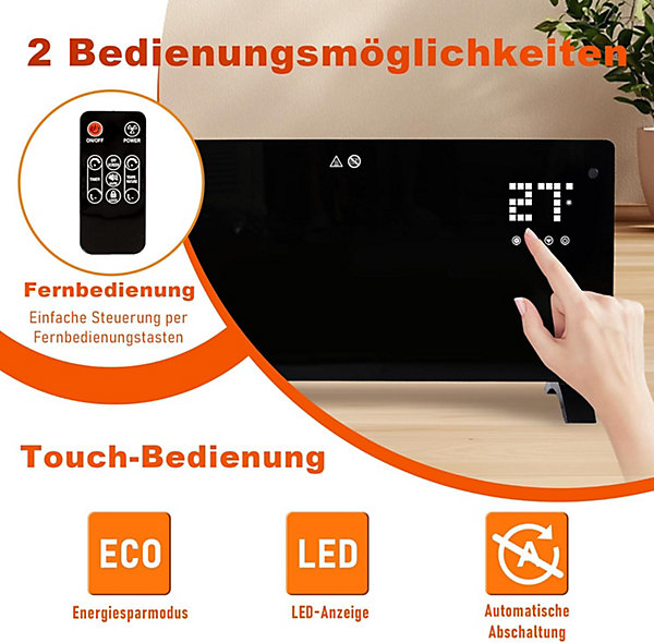 Nettlife Chauffage électrique 2000W, Radiateur Silencieux avec Télécommande, Thermostat, Minuterie et 2 Niveaux de Puissance.