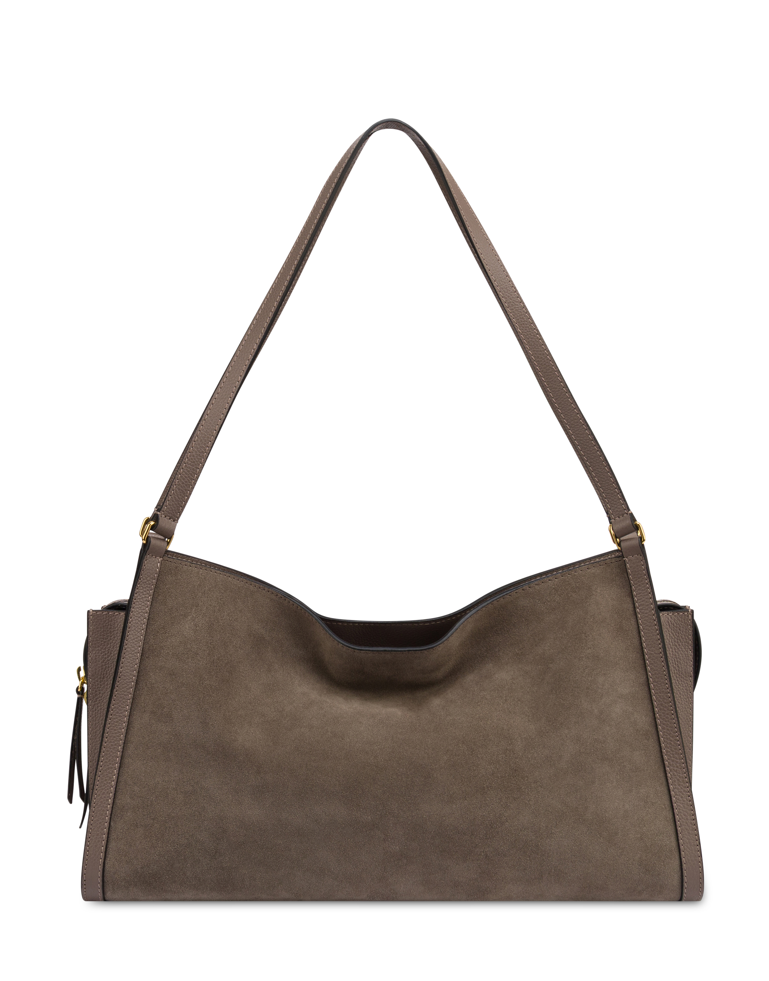 Borsa A Spalla Empire In Crosta E Vitello Taupe/taupe